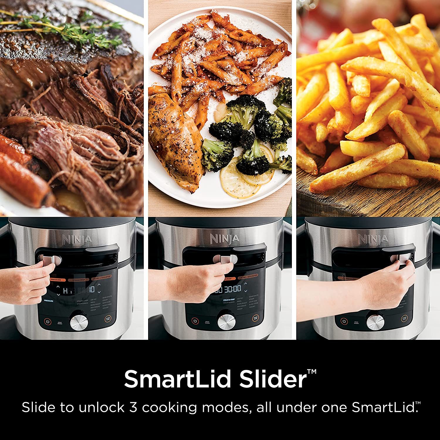 Ninja Foodi XL 8 Qt. 14-in-1 Pressure Cooker & Air Fryer Combo with SmartLid, 3-Layer Capacity & 5 Qt. Crisp Basket (Silver/Black) - Perfect for Family Dinners, Meal Prep & Healthy Cooking (Model OL601)