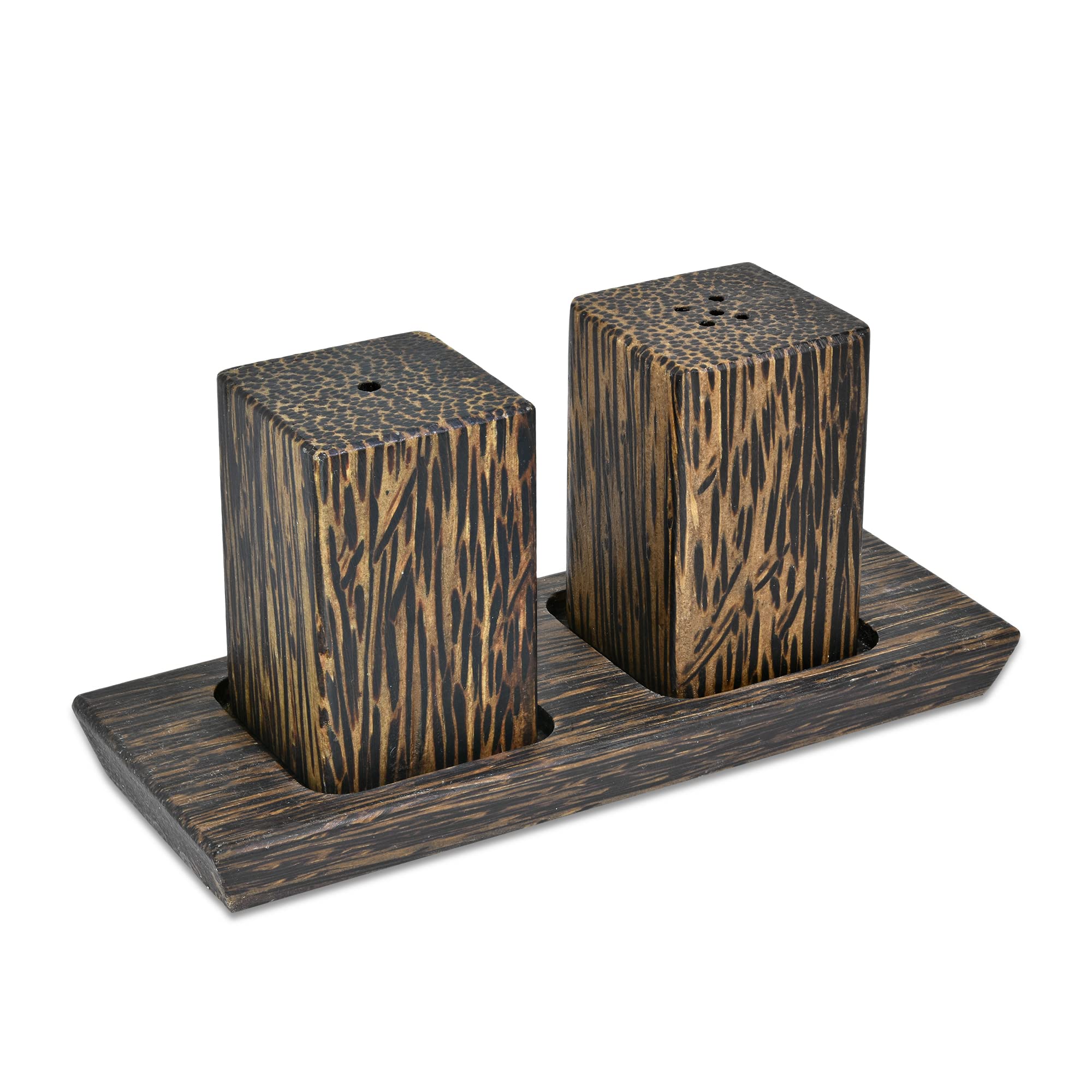 Premium Wooden Spice Rack Set - Sugar Palm Tree Condiment Containers for Kitchen | Organize Pepper, Salt & Spices | Perfect for Home Decor & Cooking Accessories | Ideal for Gifts & Kitchen Organization