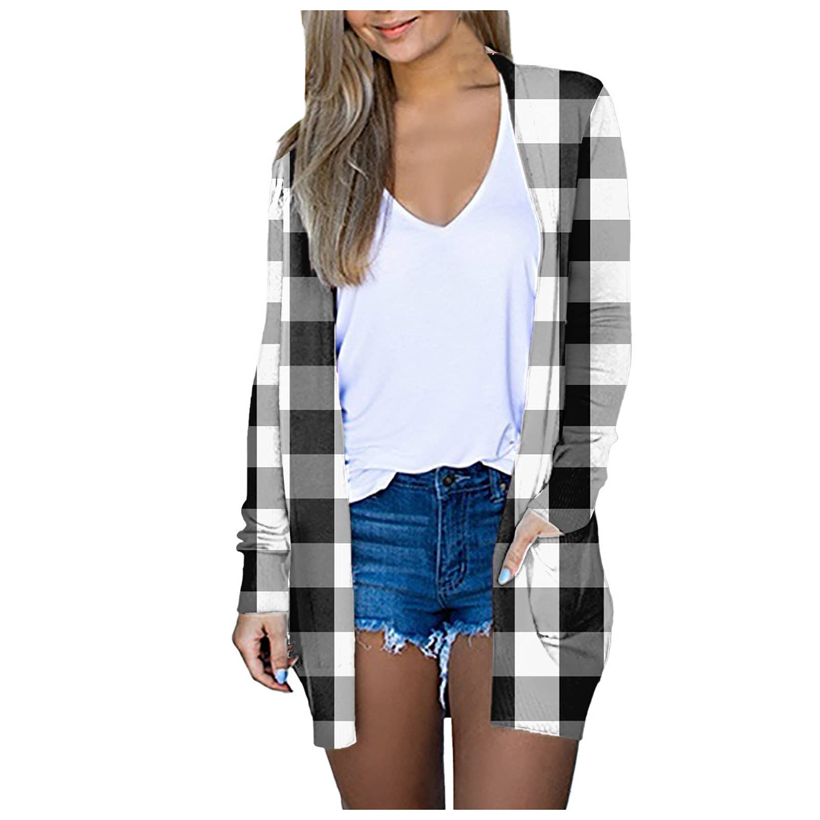 Women's Casual Open Front Cardigan - Soft Long Sleeve Knit Sweater with Pockets | Lightweight Chunky Knit Duster for Fall & Winter | Perfect for Office, Lounge & Outdoor Wear