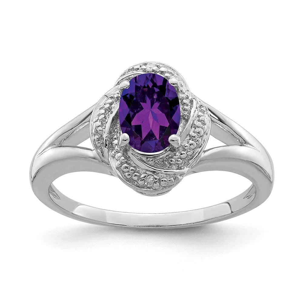 0.76ct Oval Cut Amethyst & Diamond Engagement Ring for Women - Vintage Inspired Wedding Band, Anniversary Gift, Valentine's Day Present - Perfect for Proposals, Bridal Jewelry & Special Occasions