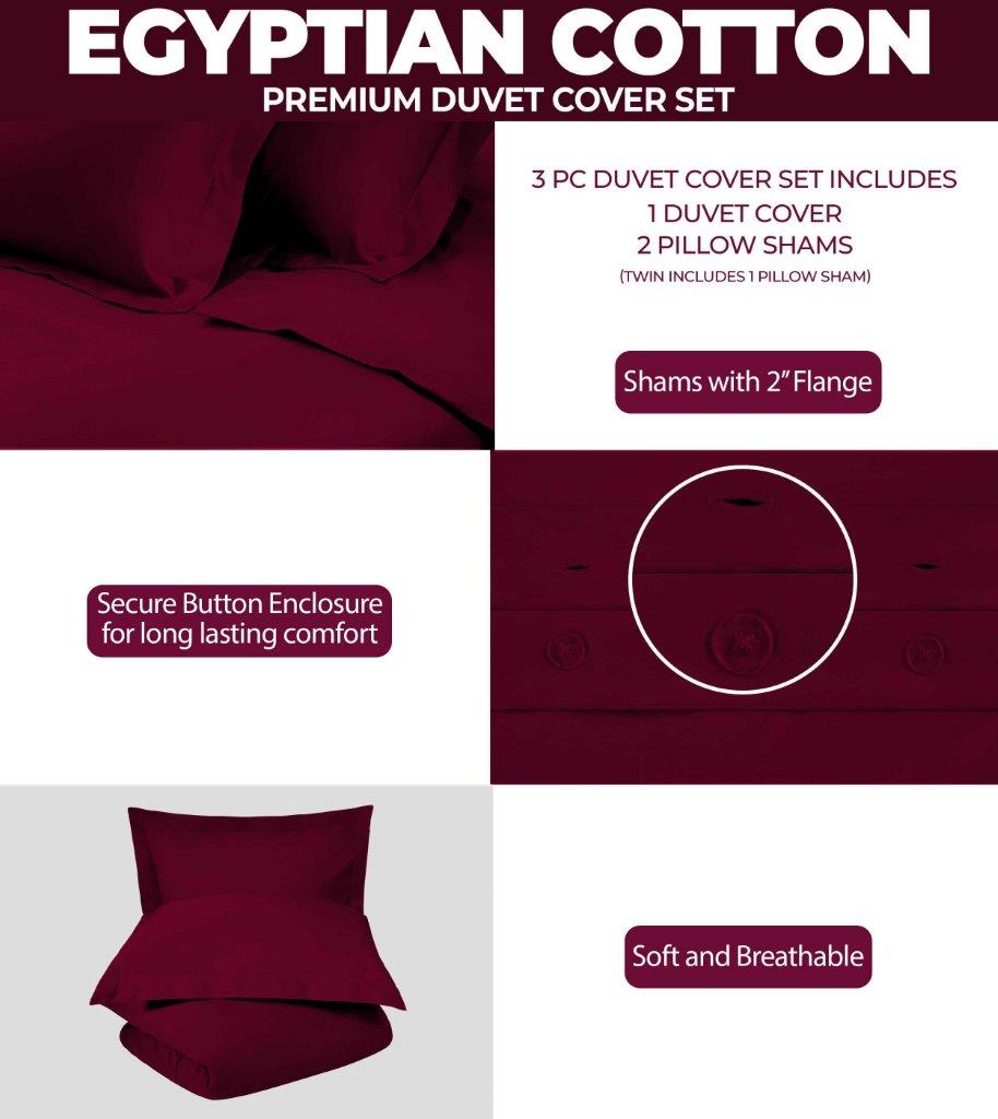 Premium Egyptian Cotton 400 Thread Count Duvet Cover Set - Ultra Soft & Breathable Bedding for Luxury Hotels & Master Bedrooms