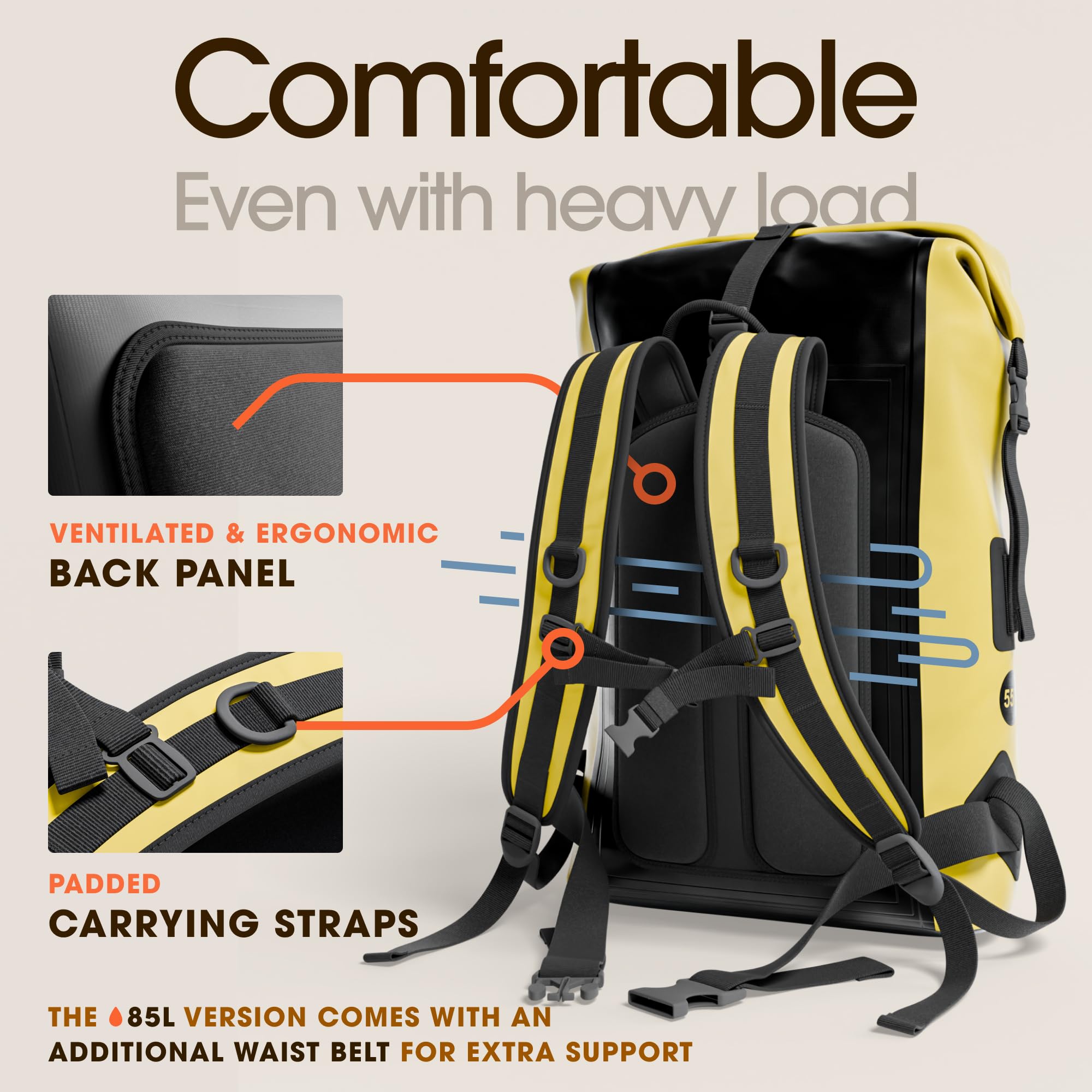 Earth Pak Waterproof Backpack - Heavy Duty Hiking Backpack with Roll-Top Closure - Waterproof Dry Bag for Camping, Kayaking & Outdoor Adventures - Includes Cushioned Phone Case