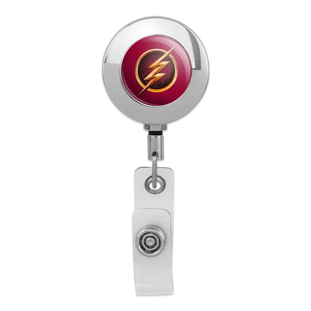 The Flash TV Series Logo Retractable Badge Reel - Premium Metal Chrome ID Card Holder Clip for Work, Security, Conventions & Superhero Fans