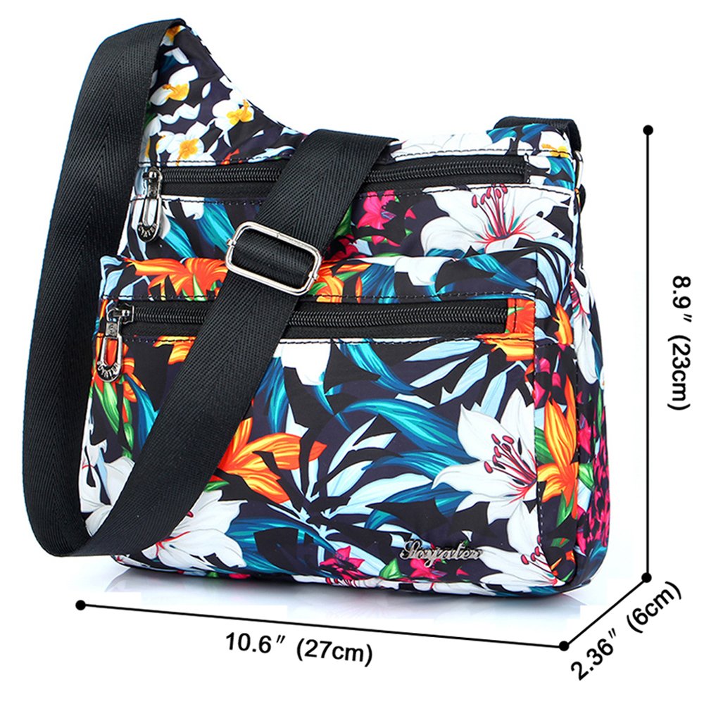 STUOYE Women's Nylon Crossbody Bag with Multiple Pockets - Lightweight Travel Shoulder Purse for Daily Use, Shopping & Outdoor Activities
