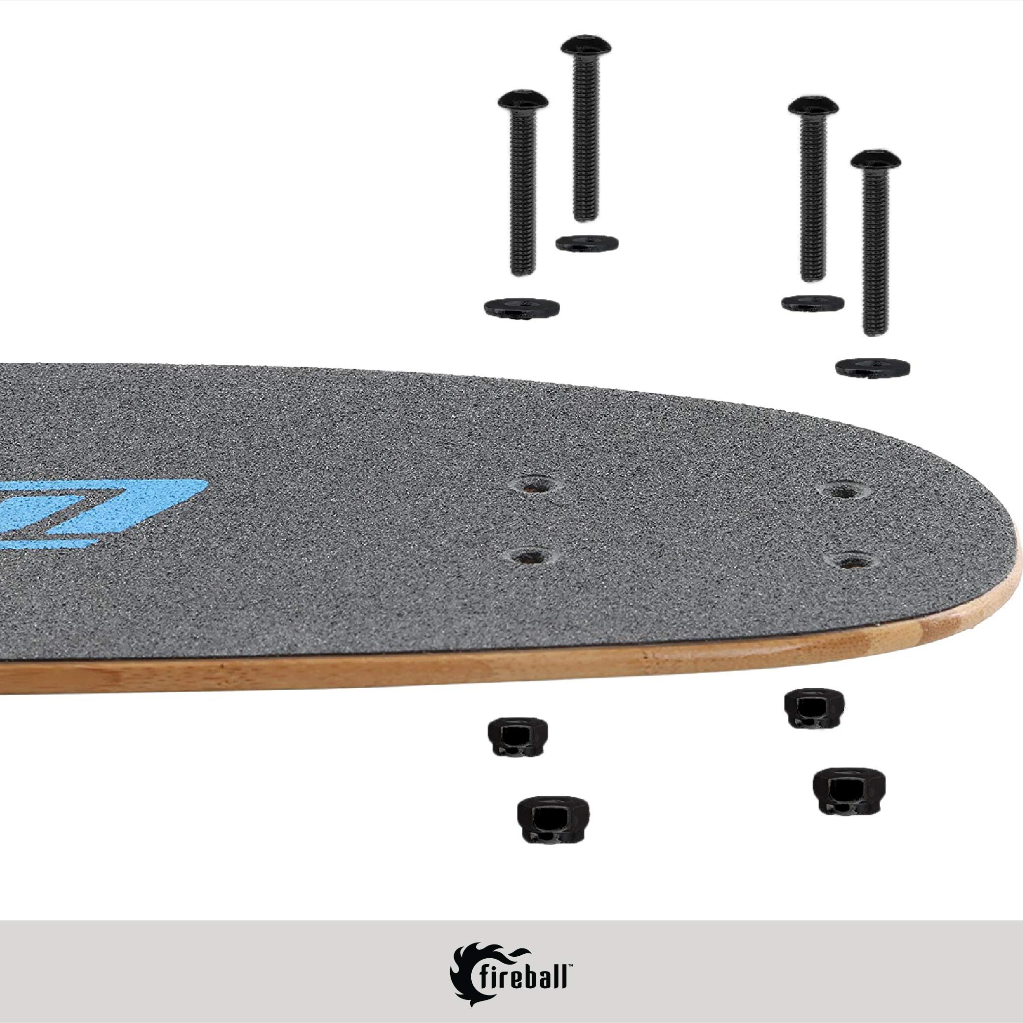 Fireball Dragon Skateboard Hardware Kit - Black Stainless Steel Mounting Screws & Nuts Set for Longboards & Cruisers | Ultra Strong Truck Bolts | Perfect for Street Skating, Commuting & Skatepark Tricks