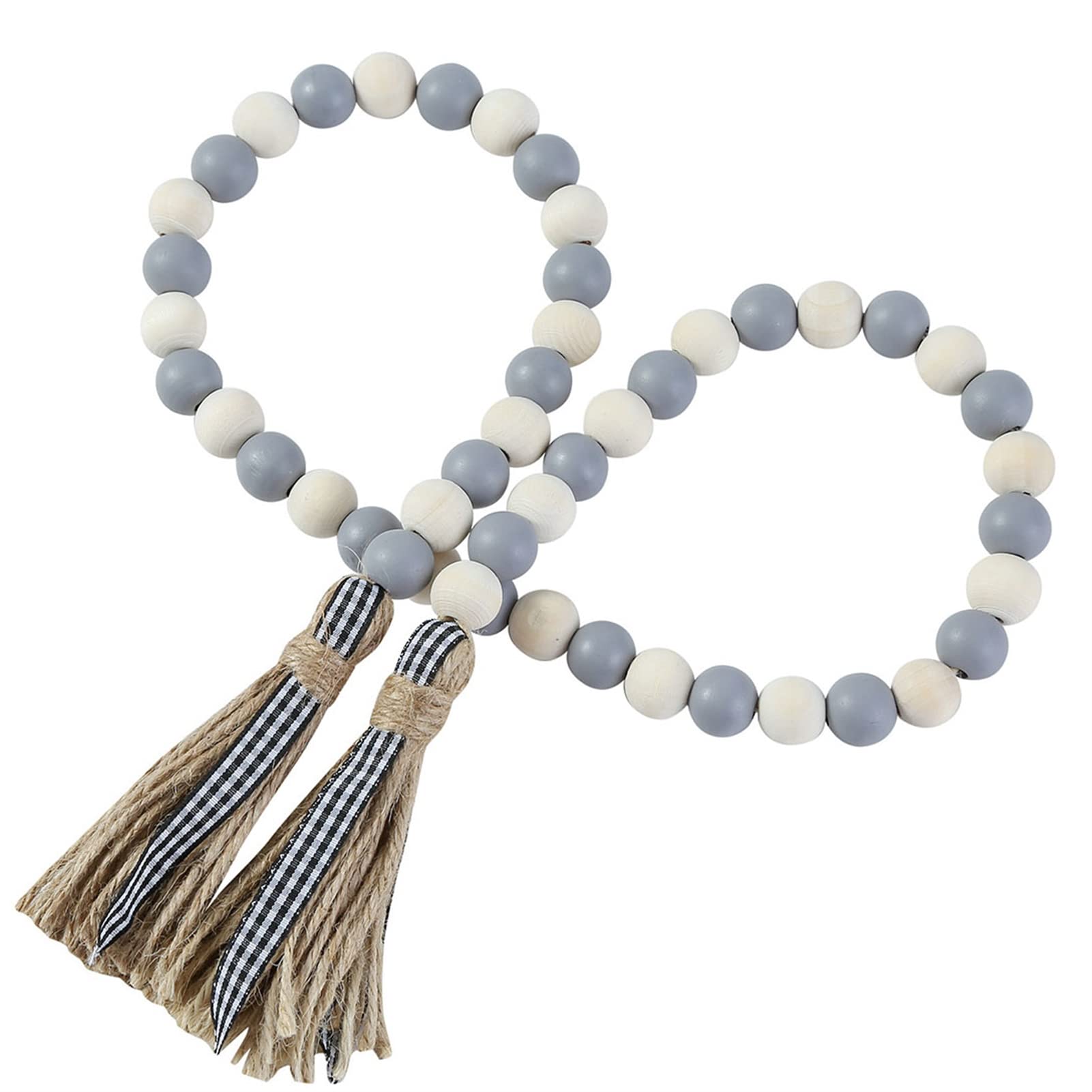 Lifup 1 Pack Natural Handmade Wood Bead Garland with Tassels - 36