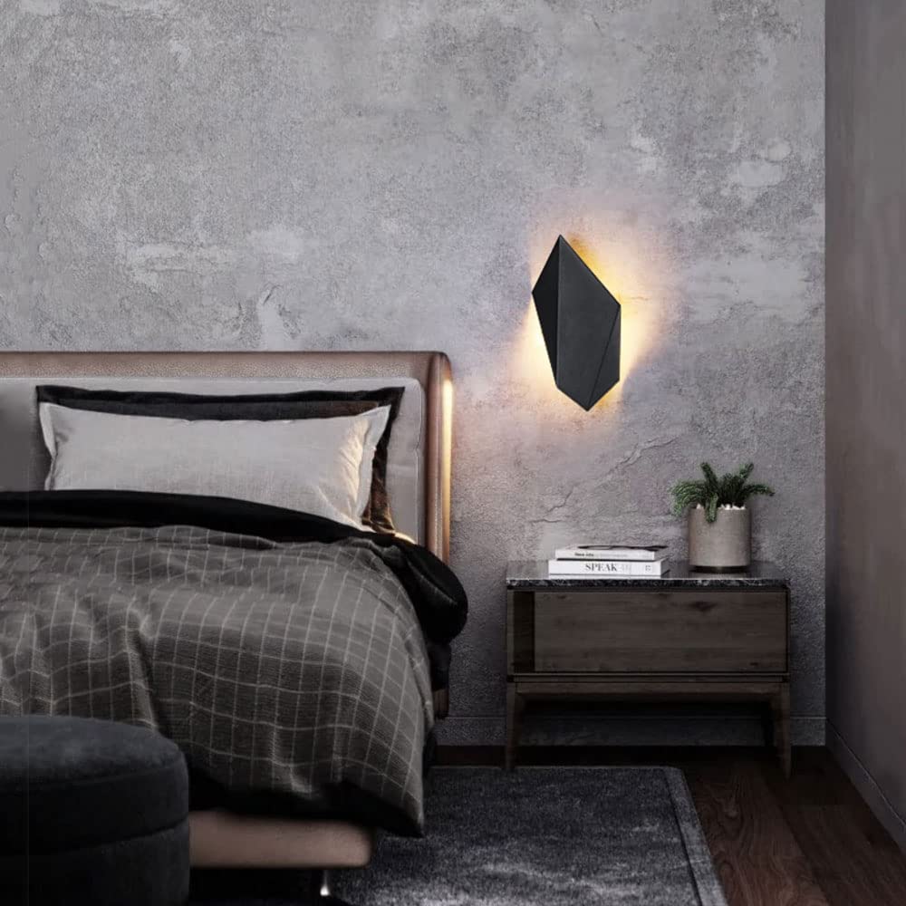 Modern Black LED Wall Sconce - 7W Irregular Indoor Wall Light Fixture, 4000K Warm White - Perfect for Hallway, Bedroom, Living Room & Staircase Lighting