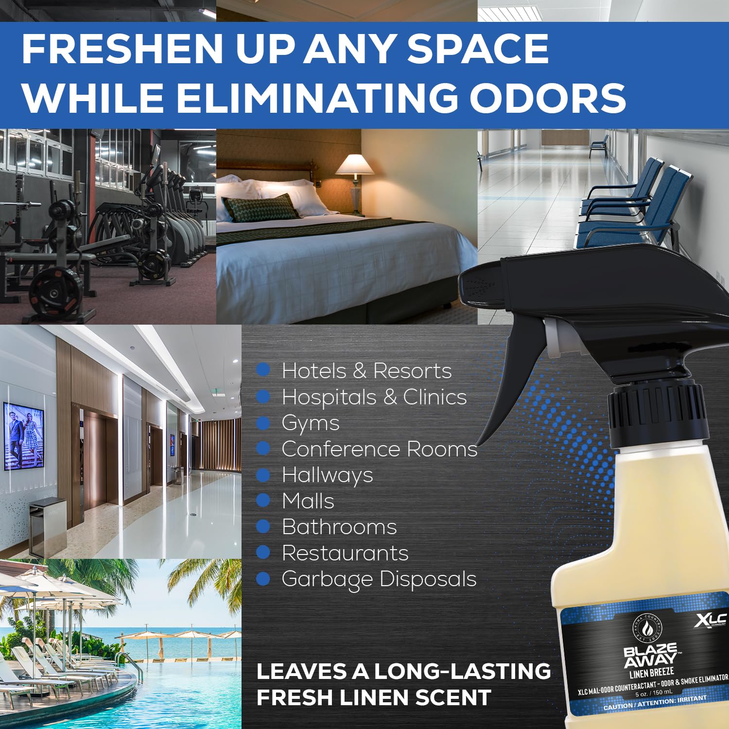 Blaze Away Commercial Air Freshener & Odor Eliminator - Industrial Strength Room Spray for Home, Car, Smoke & Pet Odors - Long-Lasting Deodorizer & Fragrance Neutralizer | Perfect for Offices, Bathrooms, Vehicles & Pet Areas