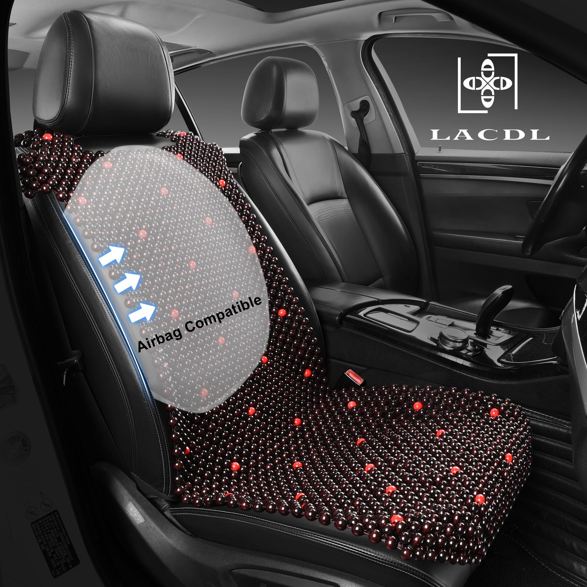 Beaded Cooling Car Seat Cover for Cars & Trucks - Natural Wood Ventilated Auto Seat Cushion | Breathable Beaded Seat Cooler Pad for Summer | Sweat Protection & Comfort | Perfect for Long Drives & Hot Weather Commutes