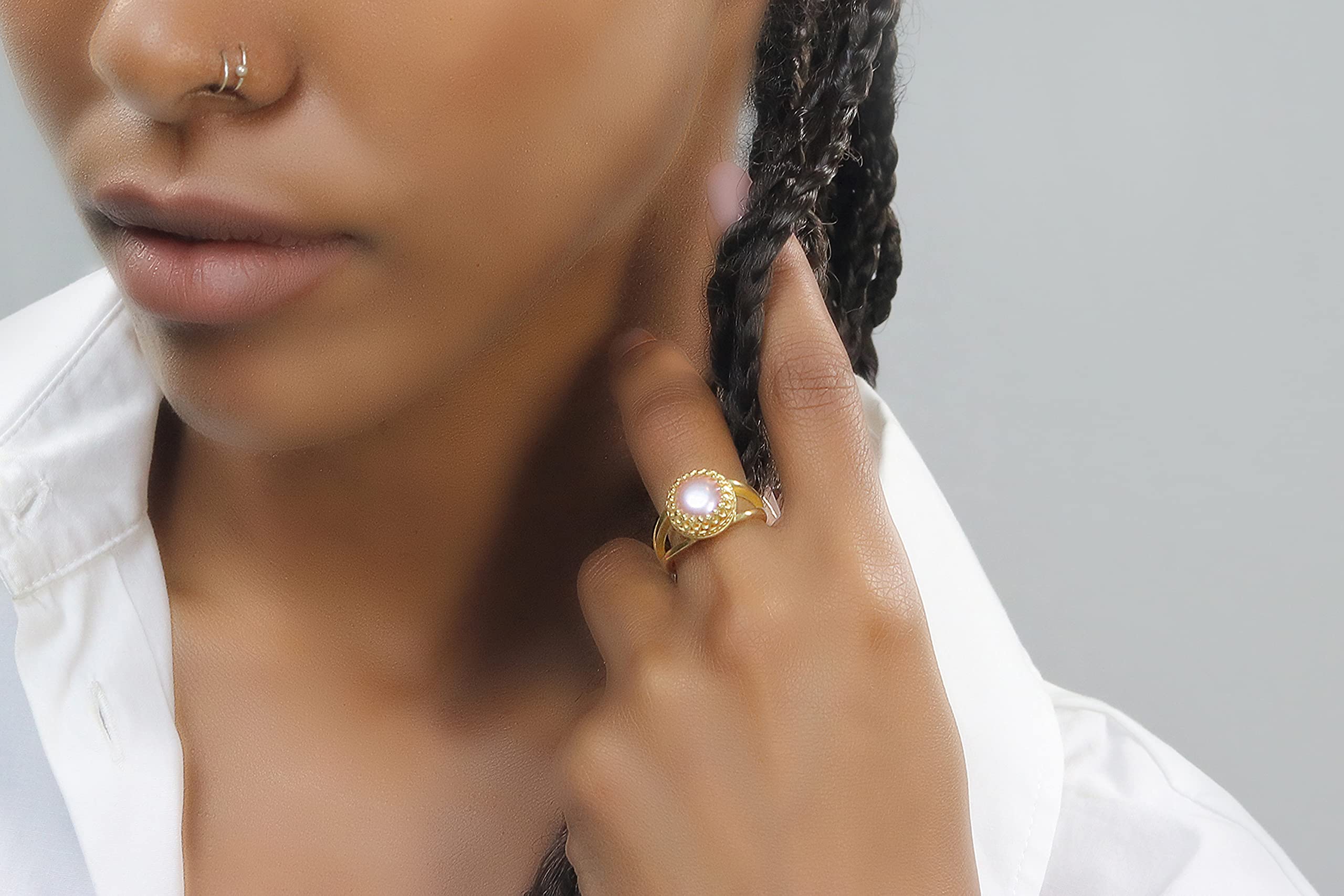 June Birthstone Ring - 14K Gold Pink Pearl Ring for Women, Handmade Artisan Jewelry - Perfect as Engagement, Love, or Birthday Gift - Elegant Pearl Jewelry with Gift Box - Ideal for Anniversaries, Proposals & Special Occasions