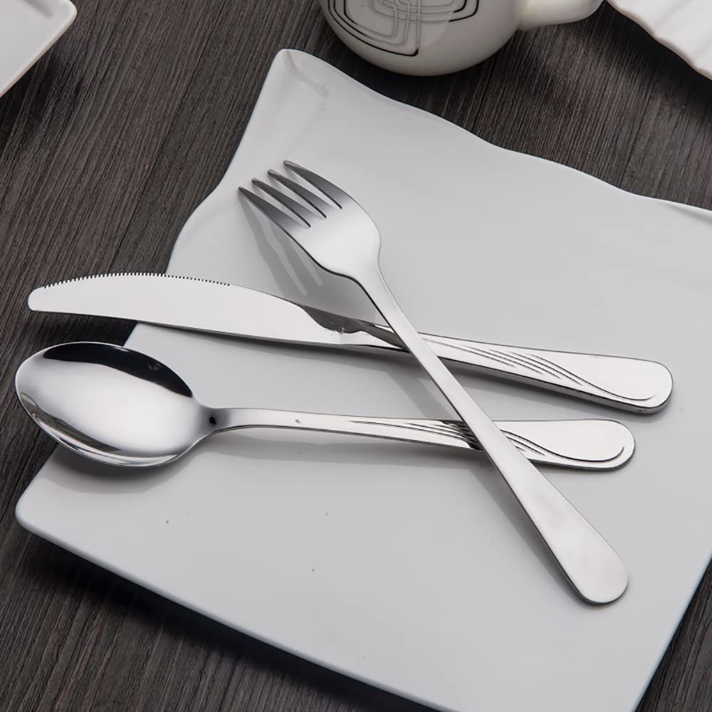 60-Piece Stainless Steel Flatware Set for 12 - Modern Silverware Cutlery Set with Knives, Spoons & Forks - Food Grade Tableware for Home, Kitchen, Restaurant & Hotel - Perfect for Daily Dining, Entertaining & Catering Events