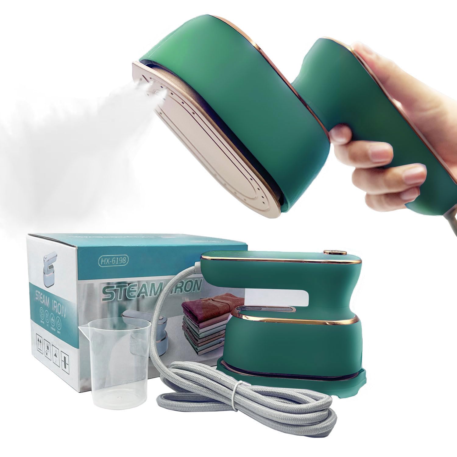 1000W Portable Travel Steamer for Clothes - 2-in-1 Handheld Garment Steamer | Compact & Powerful for Travel, College Dorm & Home Use | Quickly Remove Wrinkles from Shirts, Dresses & Suits