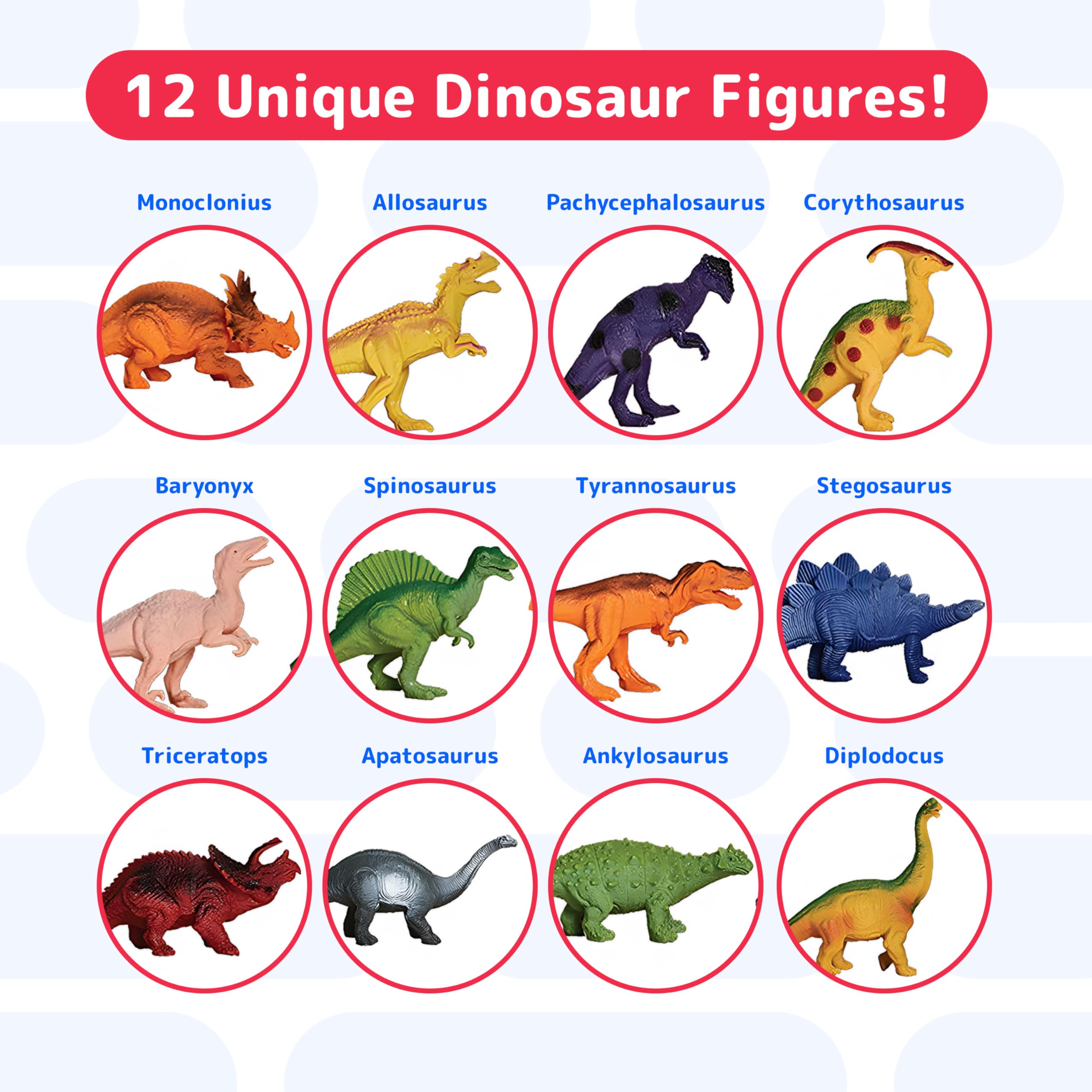 PREXTEX Realistic Dinosaur Toys for Kids Ages 3-5 - 12 Pack Dinosaur Figures with Sound Book - Educational Dino Playset for Boys & Girls - Perfect for Birthday Gifts, Classroom Learning & Pretend Play