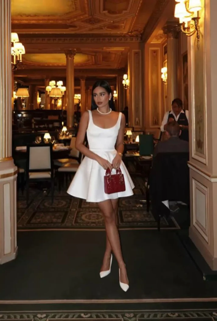 Elegant A-Line White Birthday Dress Short Homecoming Party Dress J3466 - Perfect for Prom, Wedding Guest & Special Occasions