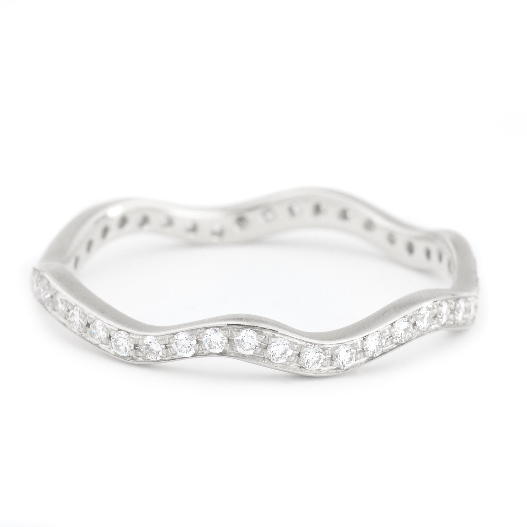Diamond Wave Band Ring for Women - Elegant Stackable Wedding Engagement Promise Ring - Perfect for Anniversary, Valentine's Day Gift & Everyday Wear