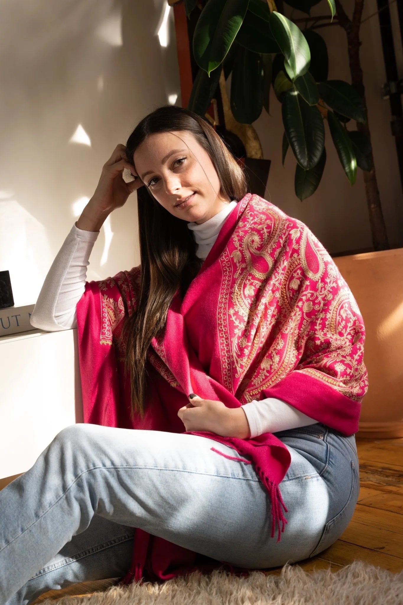 Elegant Reversible Embroidered Scarf for Women - Shimmering Fashion Accessory for Fall & Winter Outfits, Parties and Special Occasions