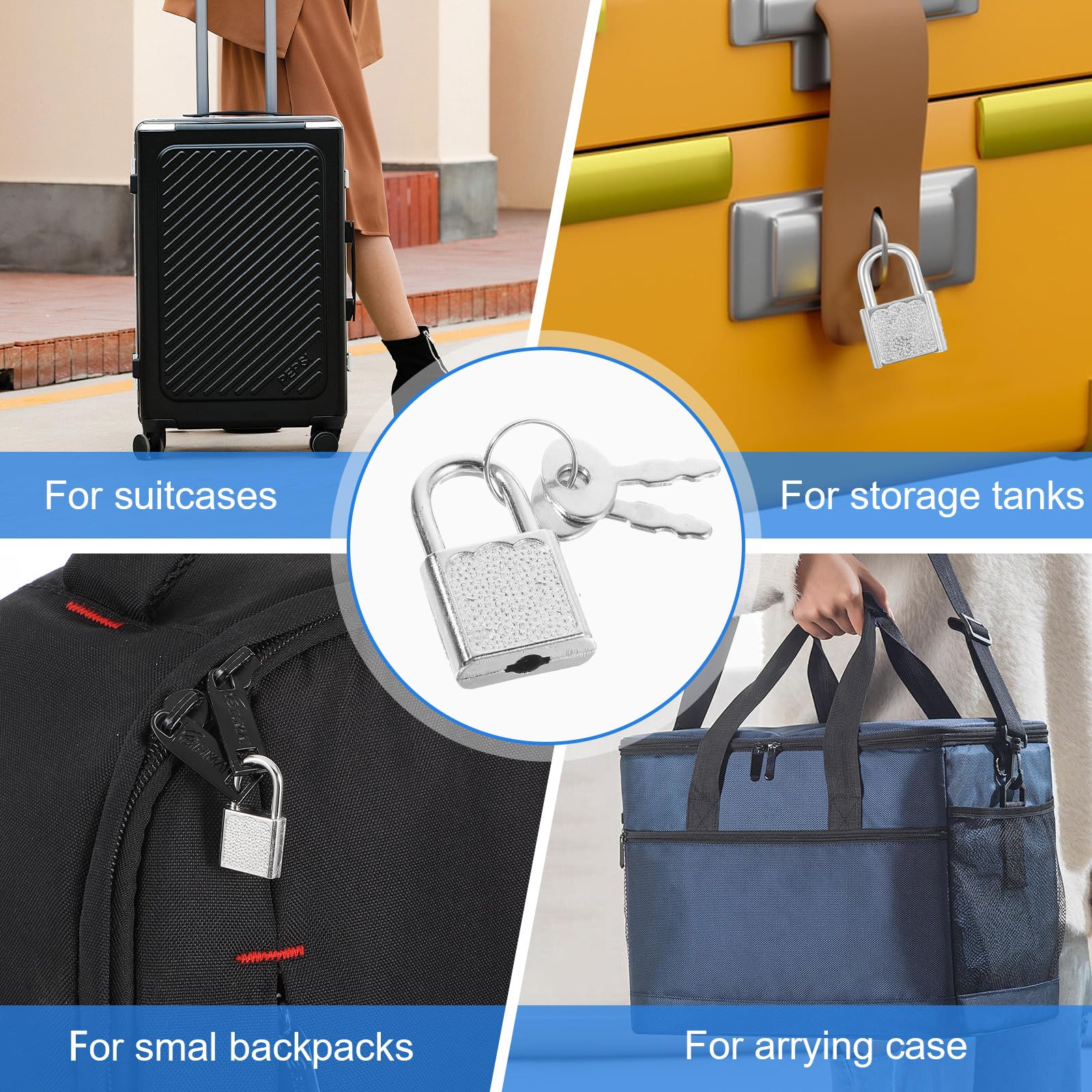 10pcs Mini Cute Diary Padlocks with Keys - Small Silver Luggage Locks for Jewelry Boxes, Travel Backpacks & Suitcases - Perfect for Home, Office & School Security (Tiny Decorative Padlocks)