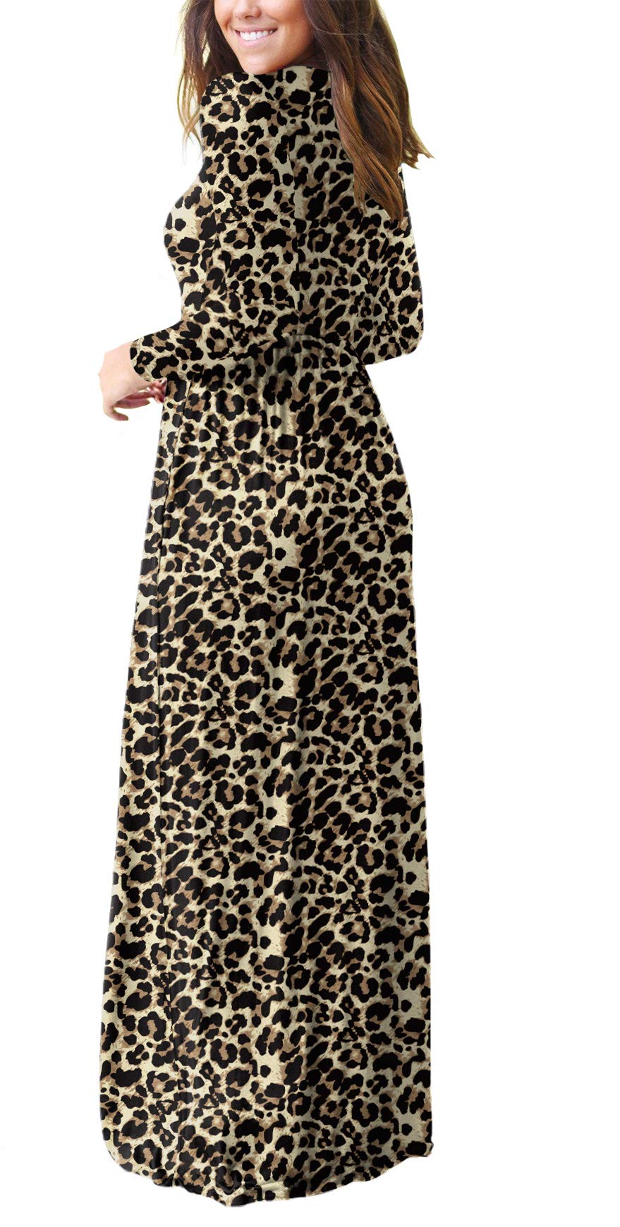 LILBETTER Women's Long Sleeve Loose Plain Maxi Dress with Pockets - Casual Flowy Midi Dress for Everyday Wear, Beach, Travel & Date Night
