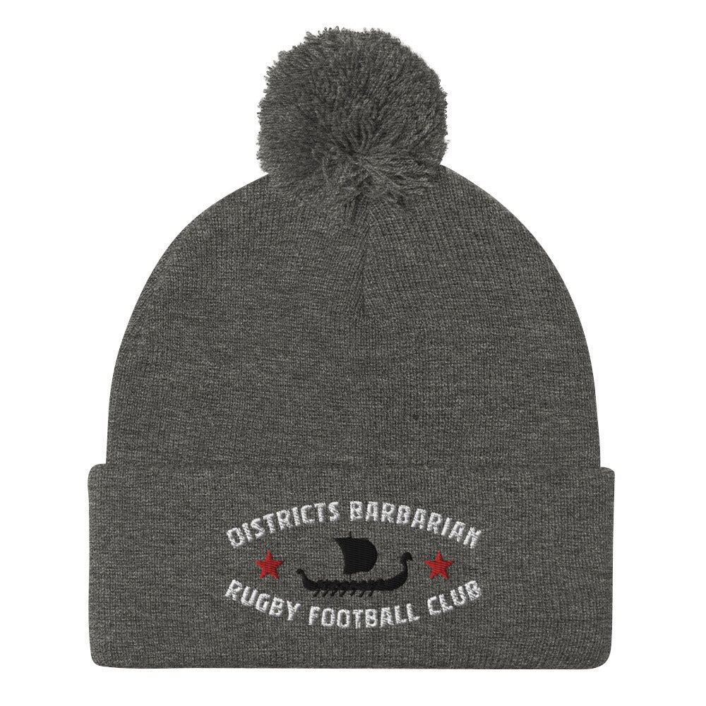 Districts Barbarian RFC Pom Pom Beanie - Warm Winter Knit Hat for Men & Women - Perfect for Football Games, Skiing, and Outdoor Activities