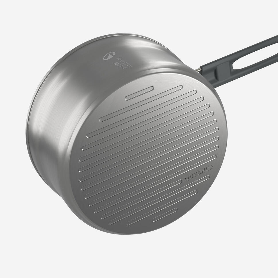 Quechua 500 15-Piece Stainless Steel Non-Stick Camping Cookware Set for 2 People - Lightweight Outdoor Cooking Kit for Hiking, Backpacking & Camping Trips