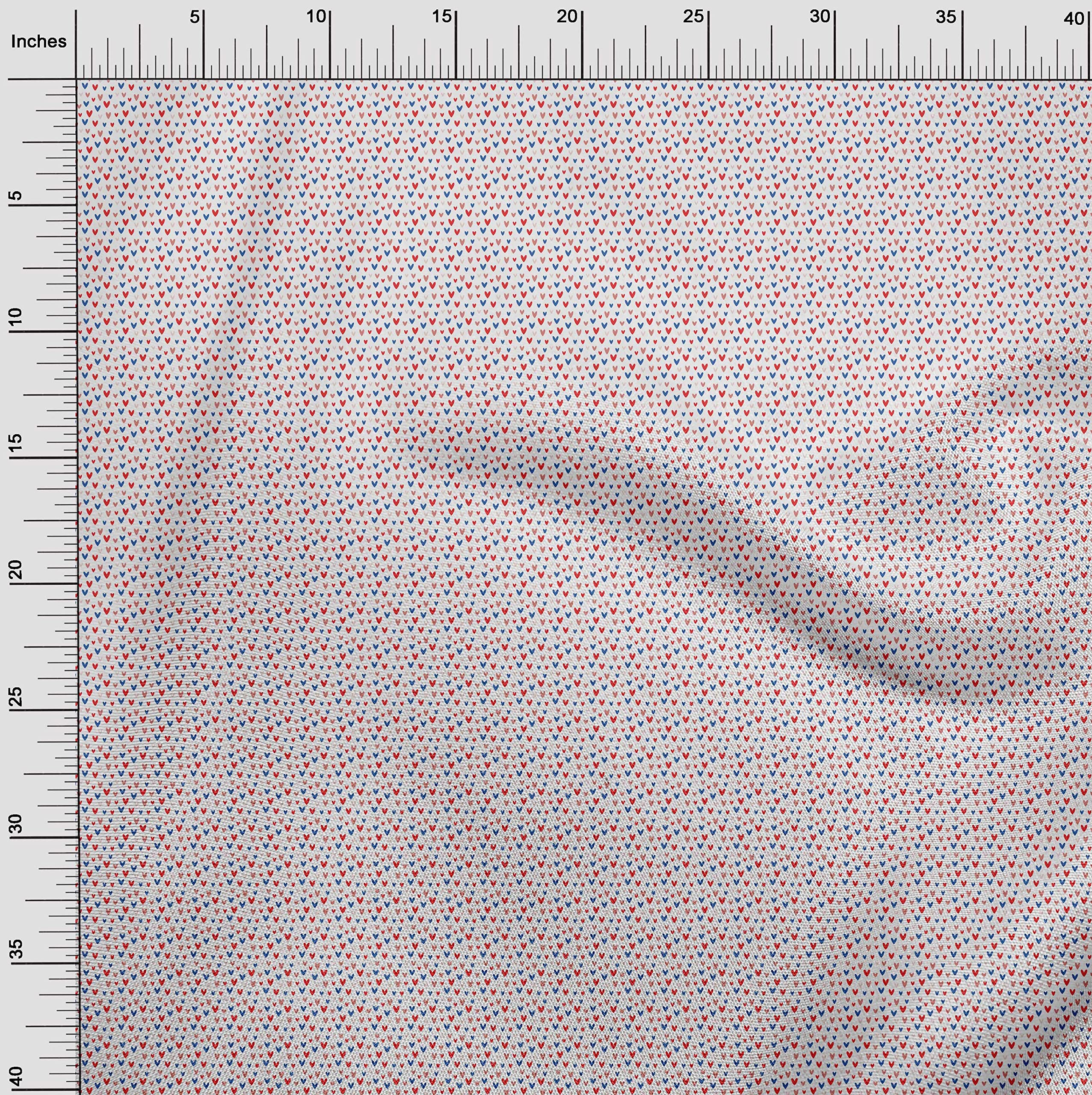 Valentine's Day Heart Print Polyester Spandex Fabric - 56 Inch Wide Red DIY Quilting & Clothing Material for Crafts, Dresses, and Home Decor
