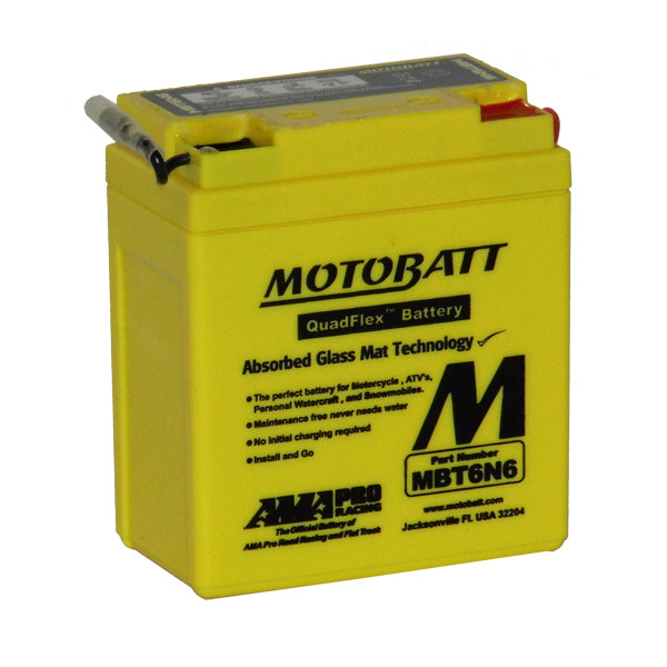Motobatt MBT6N6 Motorcycle Battery - High Performance AGM Battery for Harley, Honda, Kawasaki - Perfect for Cruisers, Touring & Off-Road Bikes