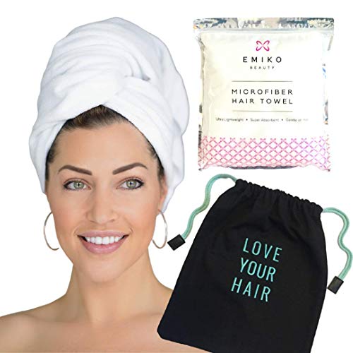 EMIKO Hair Towel & Storage Bag - Anti-Frizz Drying for Home & Travel