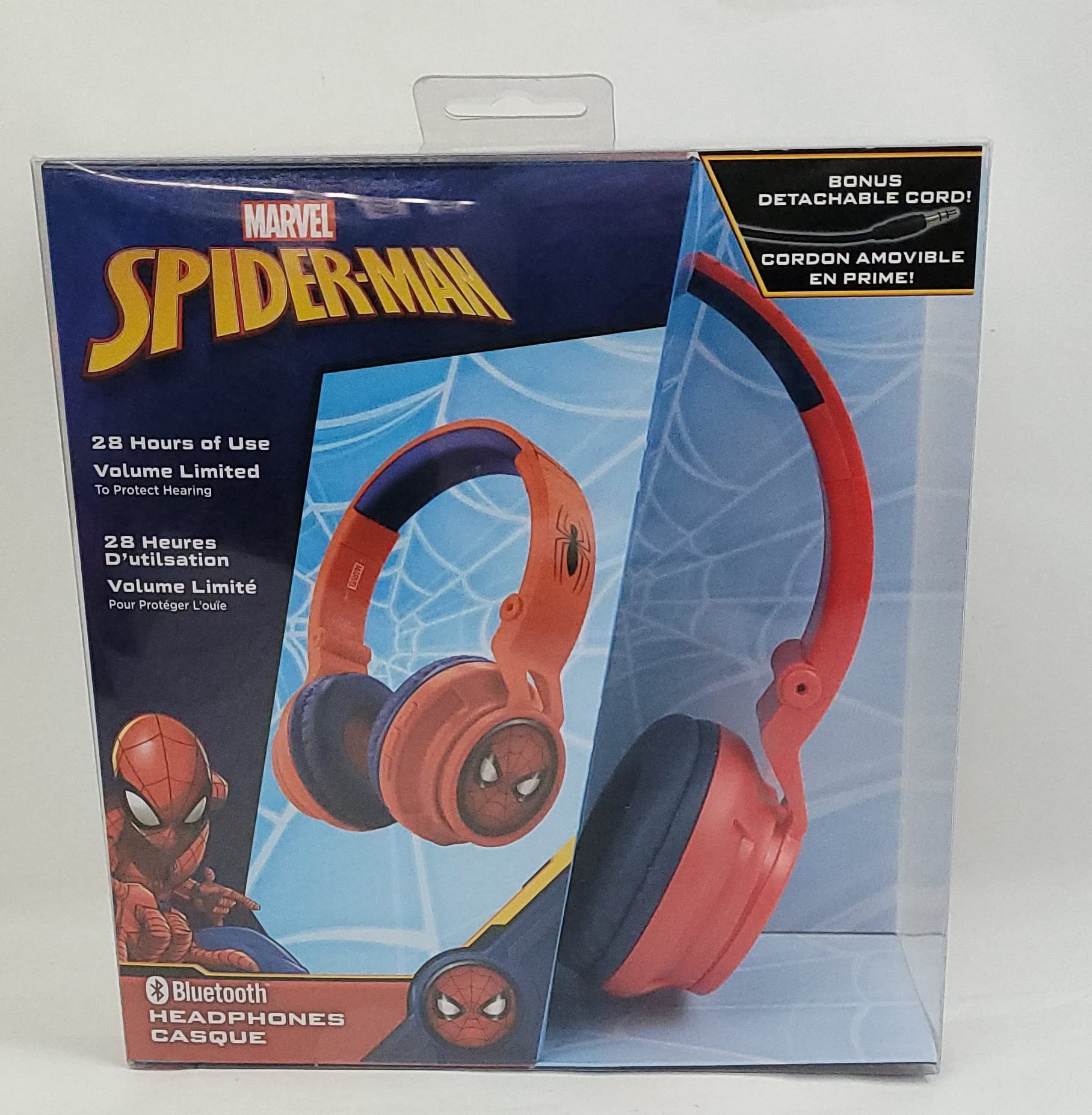 Spiderman Bluetooth Headphones for Kids - Wireless, Rechargeable, Kid-Friendly Sound with Volume Control - Perfect for School, Travel & Gaming (Marvel Superhero Design)
