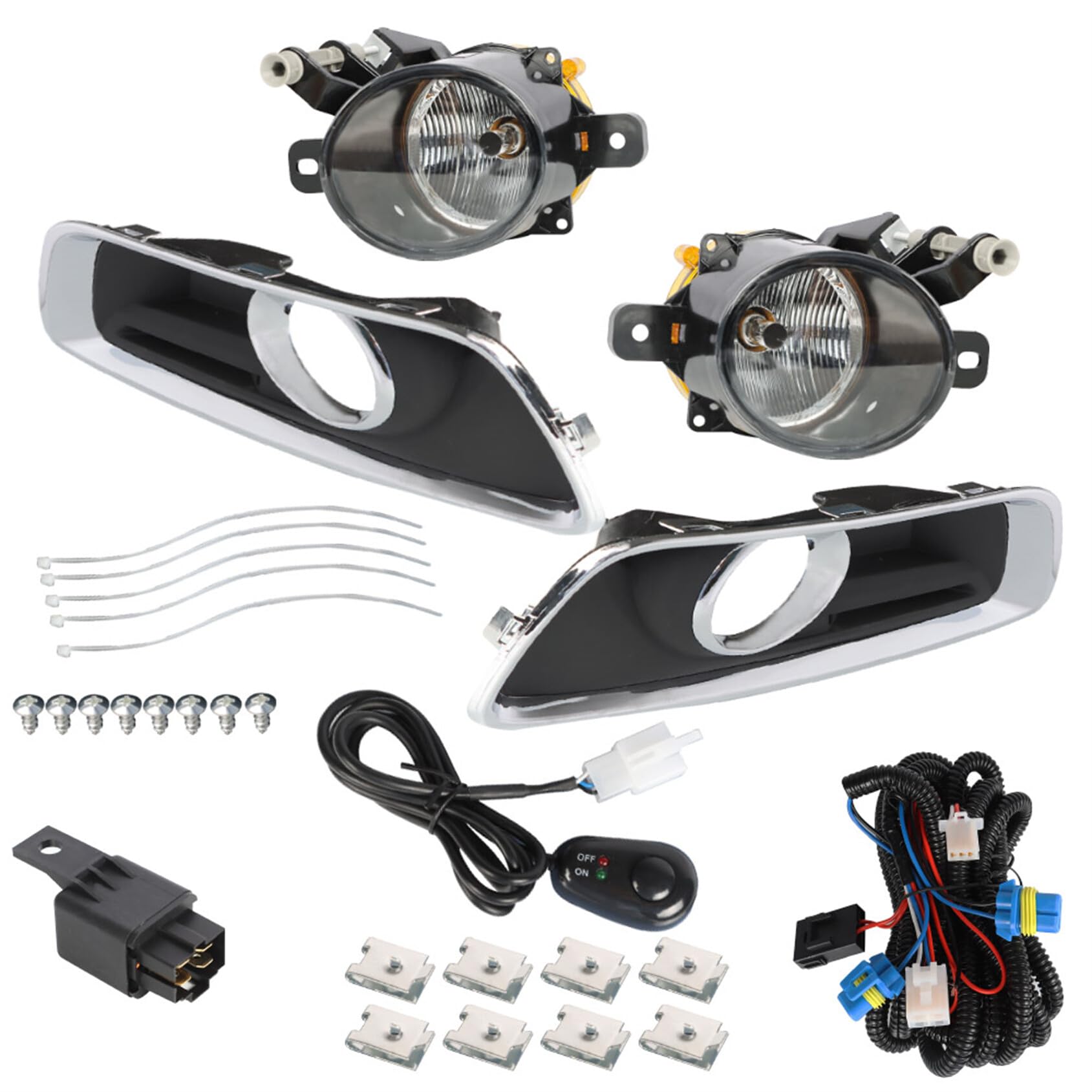 2PCS Front Driving Fog Light Assembly with Bulbs & Switch Wiring Kit - Compatible with 2013-2015 Chevy Malibu - Durable Replacement for Enhanced Night Visibility & Safety Driving