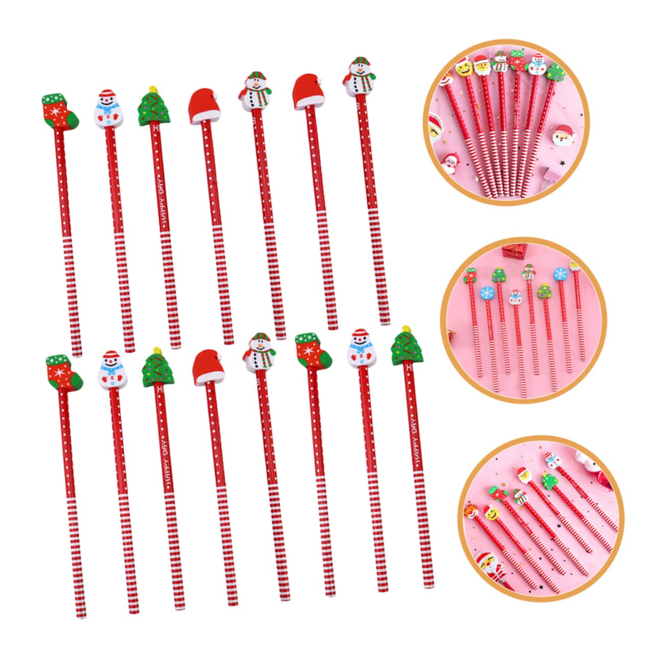 VILLCASE 15pcs Colorful Christmas Wooden Pencils - Festive Writing & Drawing Supplies for School, Office & Holiday Gift Giving
