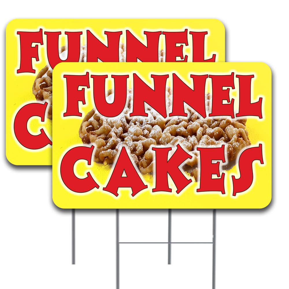 Premium Double-Sided Funnel Cakes Yard Signs 2 Pack - 16