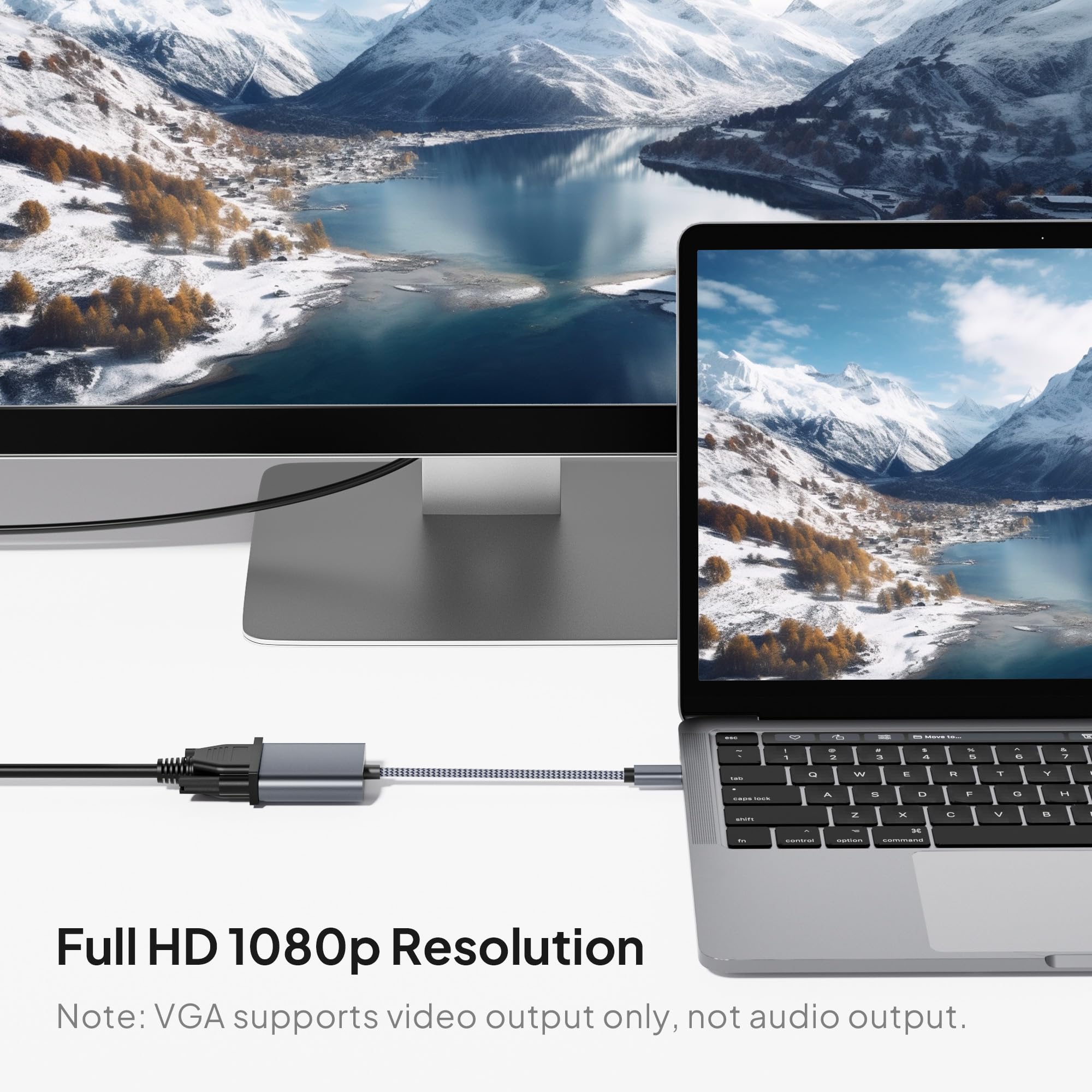 Elebase USB C to VGA Adapter - Thunderbolt 3/4 to VGA Converter for MacBook Pro, Chromebook, iPhone 16/15, iPad, iMac, Dell XPS, Surface Book, HP - Connect to Monitors & Projectors for Work & Presentations