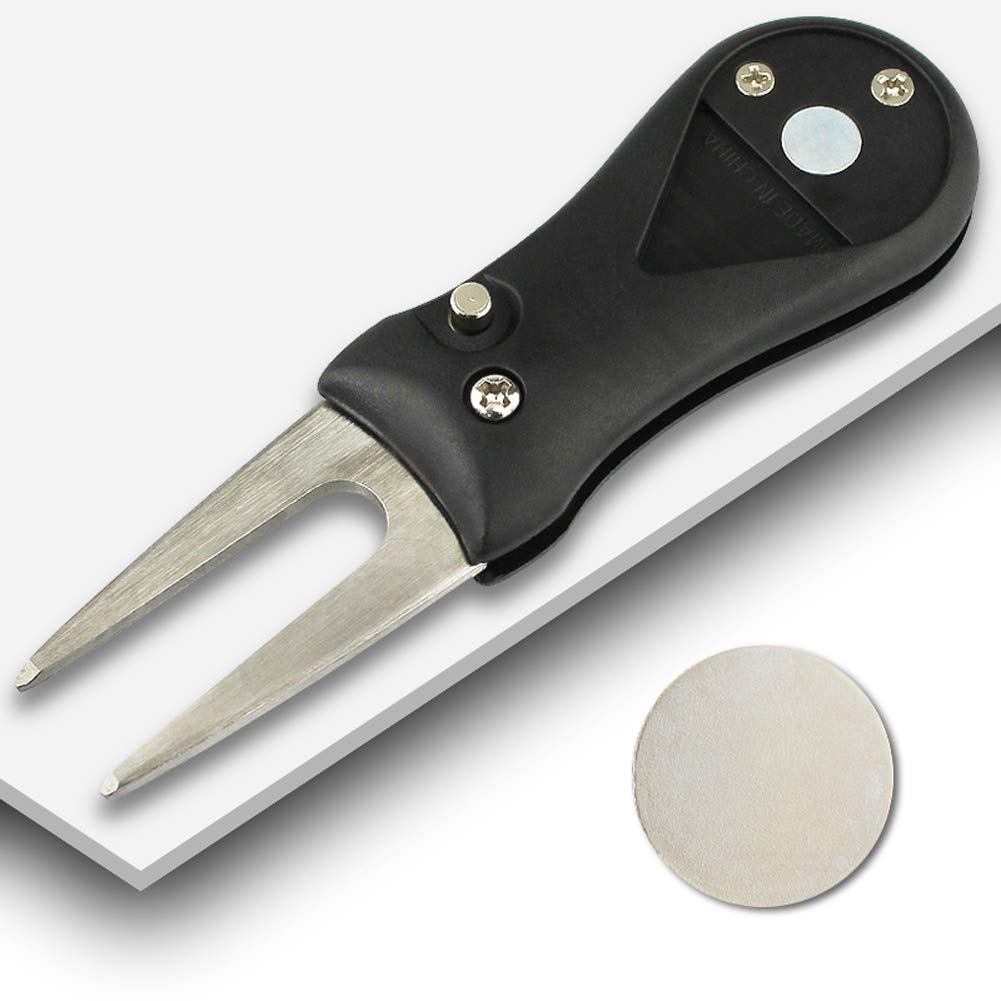 Premium Golf Divot Repair Tool with Magnetic Pop-Up Button & Detachable Ball Marker – Foldable Stainless Steel Switchblade Design for Quick Greens Repair | Perfect for Golfers, Tournaments & Practice Rounds