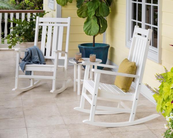 Polywood Estate 3-Piece Rocking Chair Set - Durable Outdoor Patio Furniture for Garden, Porch & Backyard Relaxation