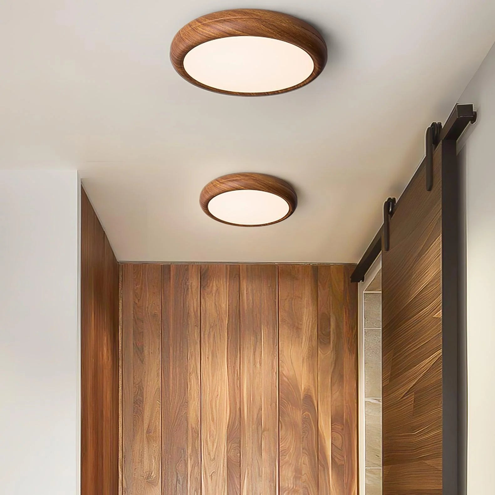 Wood Grain Round Ceiling Lamp - Modern Farmhouse Pendant Light with Natural Wood Finish - Perfect for Living Room, Bedroom, or Dining Room Lighting