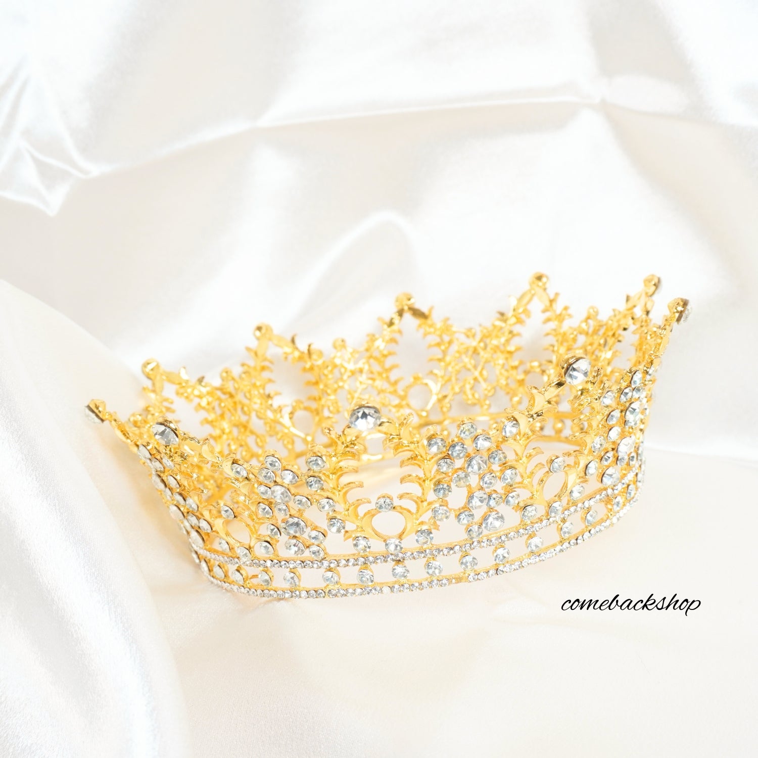 Gold Round Tiara Crown Headpiece - Elegant Wedding Hair Accessories for Bride, Flower Girl & Birthday Gift - Perfect for Weddings, Parties & Special Occasions