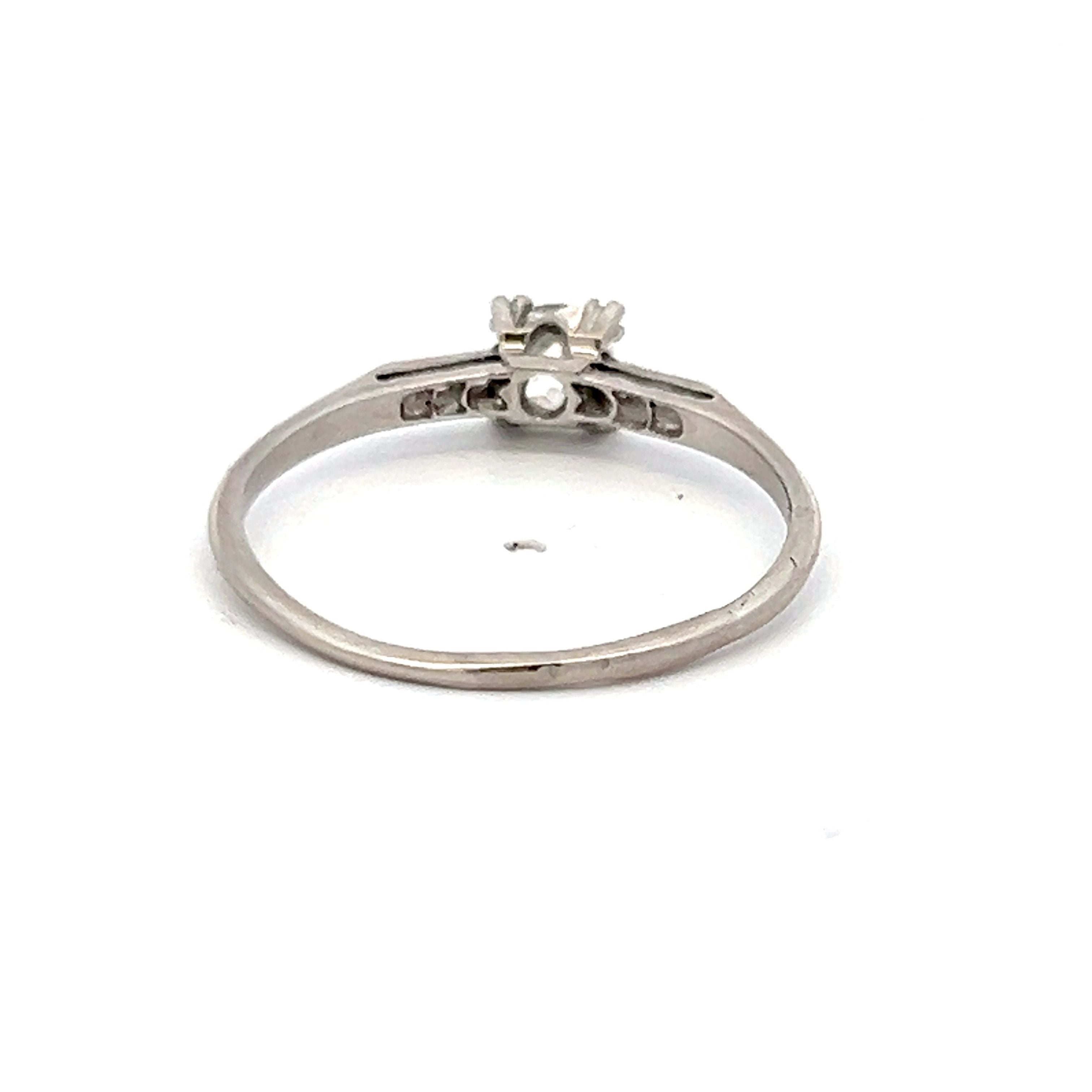 0.41 Carat Old European Cut H VS1 Diamond Platinum Art Deco Ring – Vintage Engagement Wedding Gift for Her
