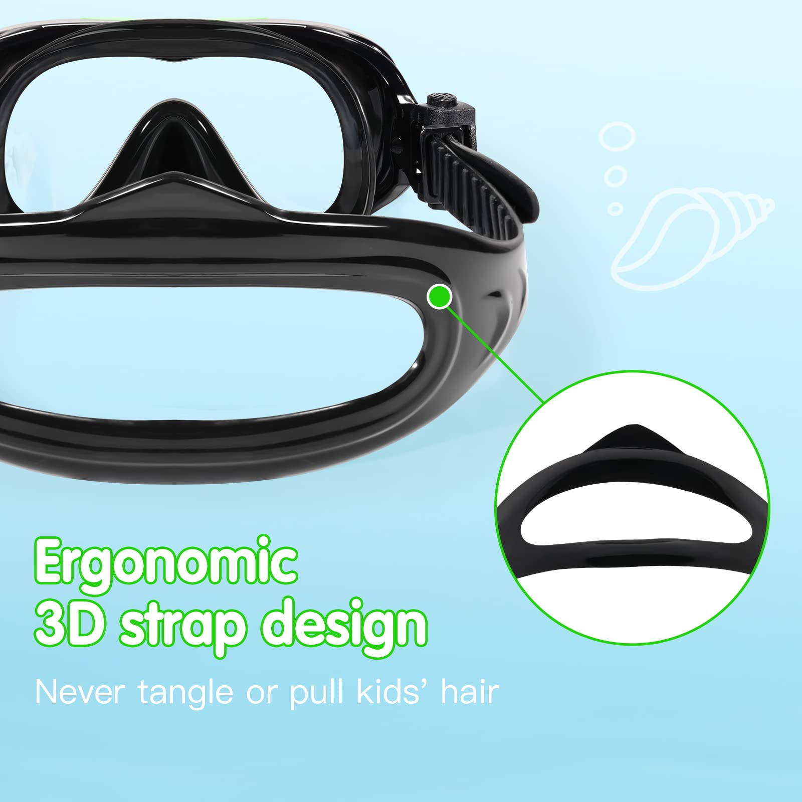 Keary Kids Swim Goggles with Nose Cover - Anti-Fog Swimming Mask for Boys & Girls Ages 5-15 - UV Protection Pool & Beach Swim Glasses for Safe Water Activities