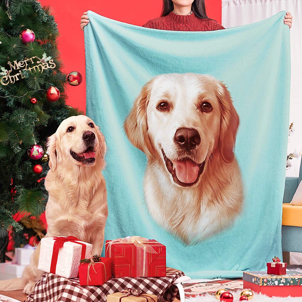 Custom Personalized Dog Portrait Throw Blanket - Photo Text Name Fleece Blanket for Pets | Unique Gift for Dog Lovers, Pet Owners, Family & Friends | Perfect for Birthdays, Anniversaries & Home Decor