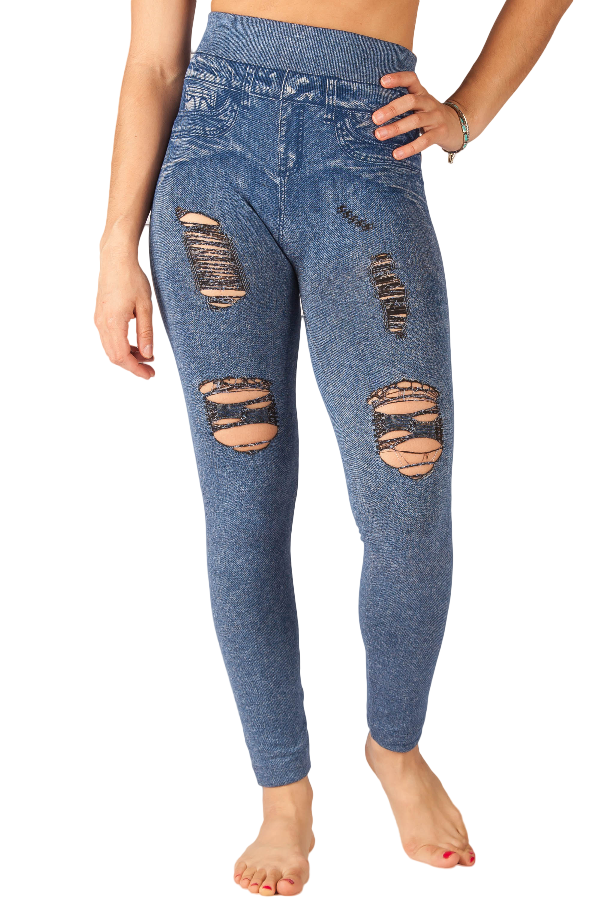 Stylish Light Denim Distressed Jeggings for Women - Comfortable Stretch Skinny Jeans with Ripped Details - Perfect for Casual Outfits, Streetwear & Everyday Wear