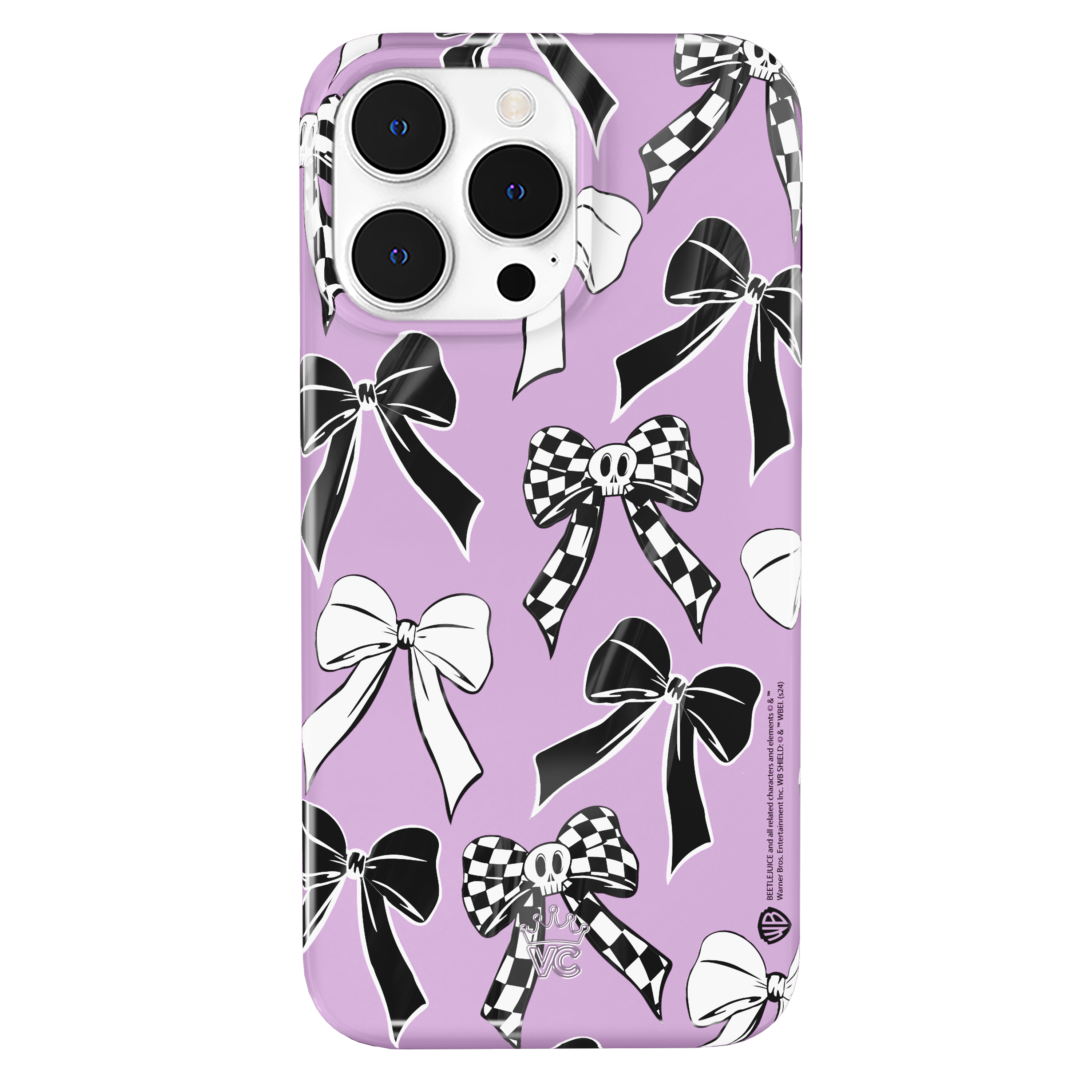 Beetlejuice Bows Design iPhone Case - Stylish & Protective Phone Cover for iPhone 13/14/15 Pro Max - Perfect for Halloween, Cosplay & Movie Fans