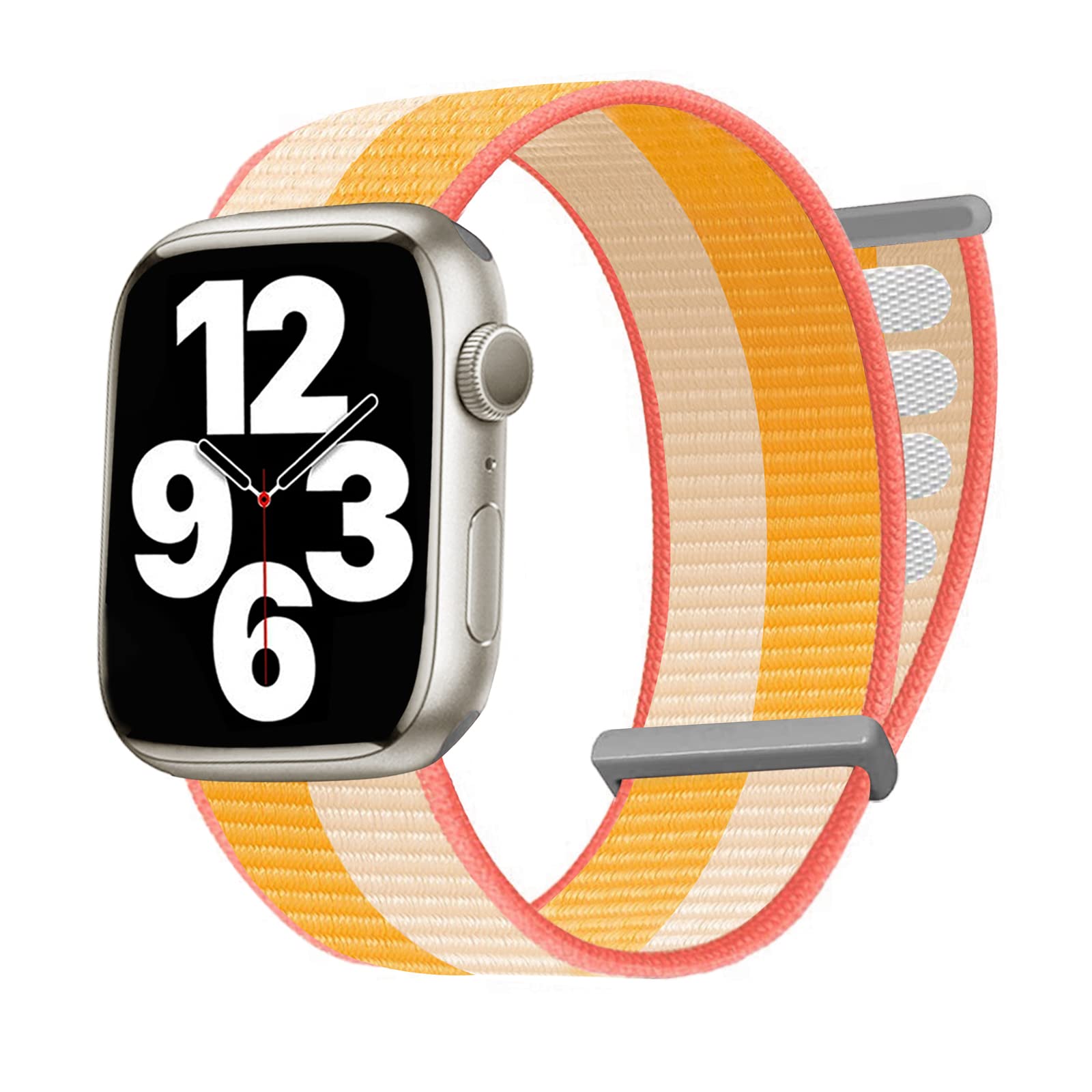 Premium Nylon Sport Loop Band Compatible with Apple Watch Series 1/2/3/4/5/6/7/8/SE - Soft Breathable Adjustable Strap for Workout, Running & Daily Wear