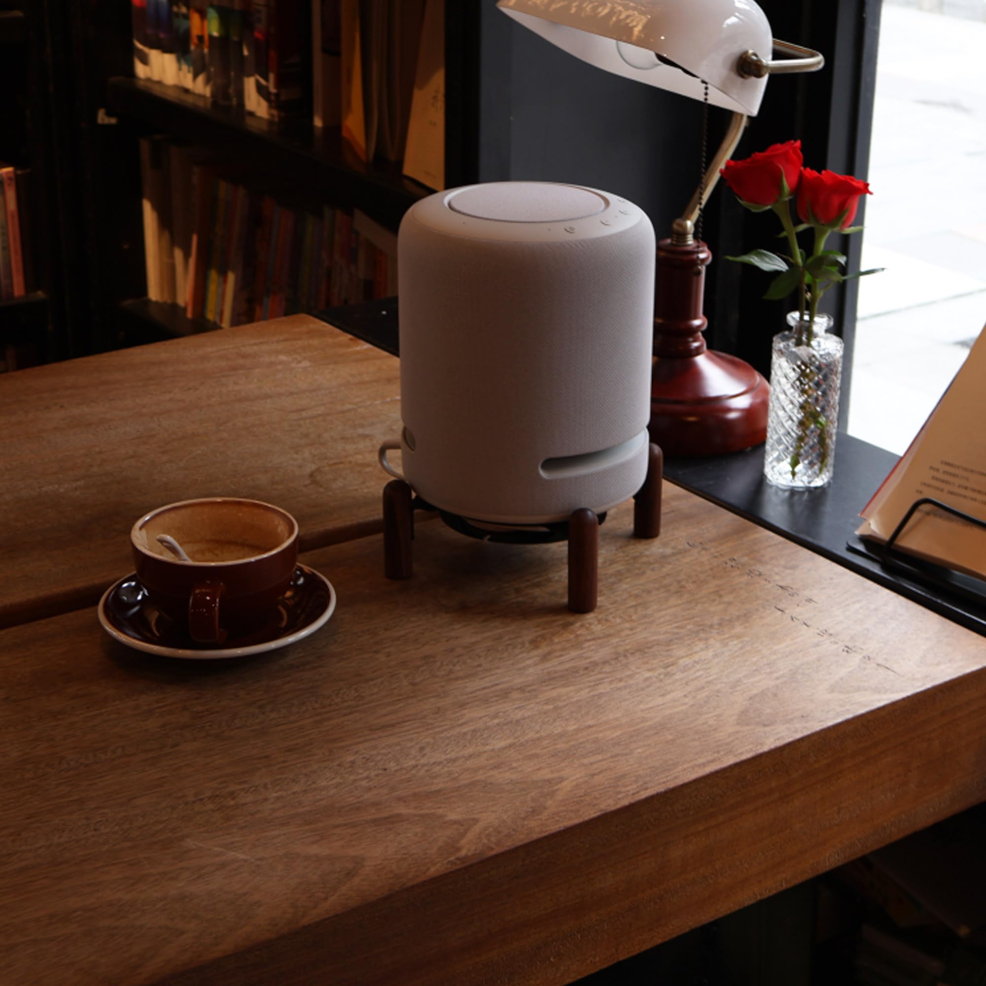 Premium Wooden Desk Stand for Echo Studio & Smart Speakers - Perfect for Home Office, Living Room & Bedroom Audio Setup