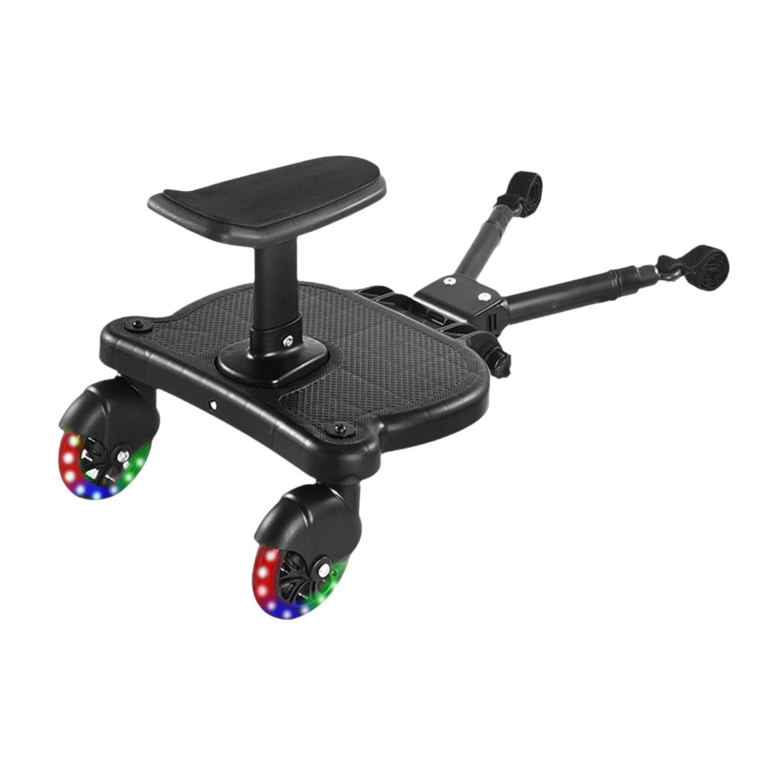 Qialexicon Stroller Board - Universal Stroller Ride-On Attachment with Comfortable Seat & Glowing Wheels for Toddlers | Perfect for Travel, Shopping, and Family Outings
