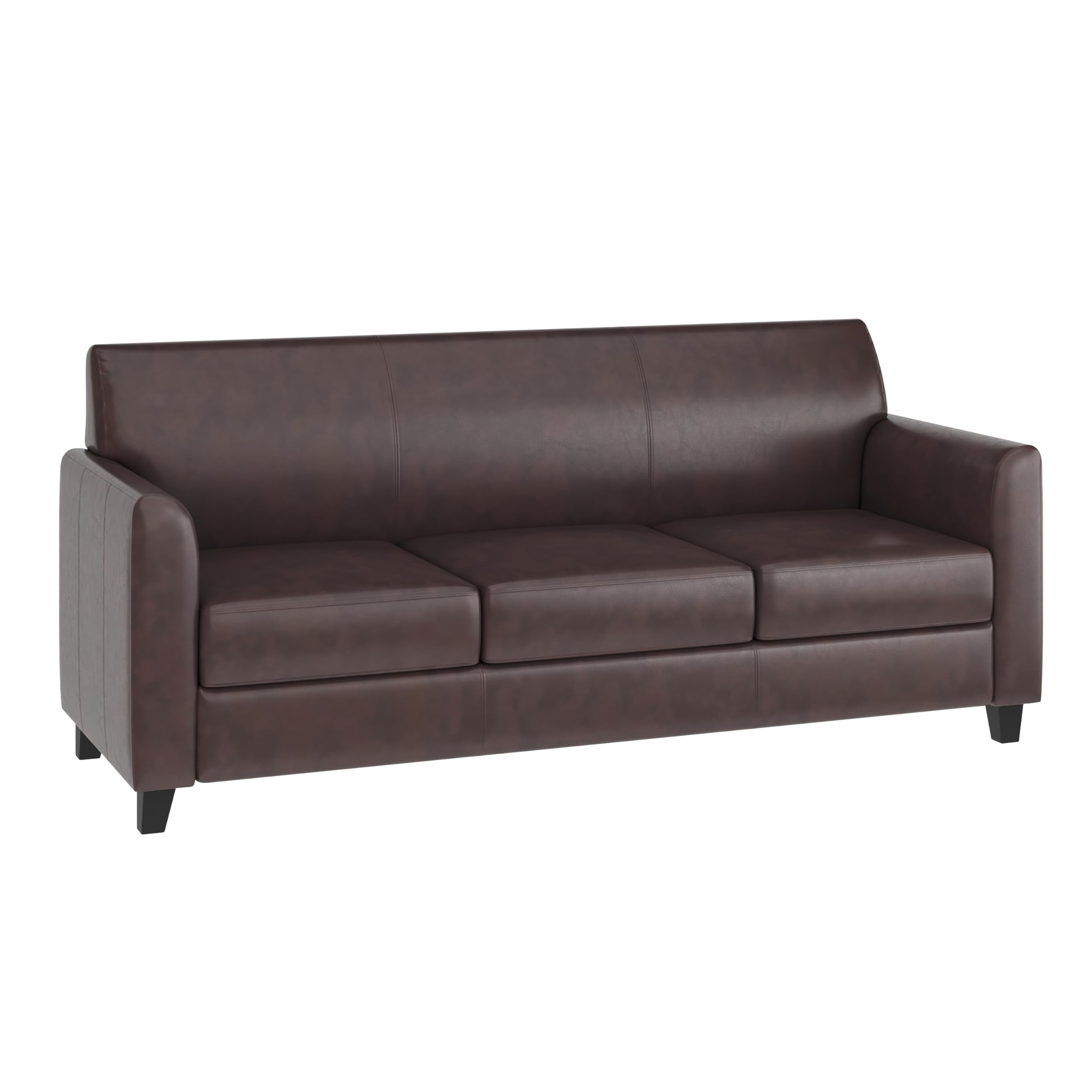 Flash Furniture HERCULES Diplomat Series Brown LeatherSoft Reception Set - 3-Piece Office Lobby Sofa & Chair Set for Professional Waiting Areas & Corporate Reception Rooms