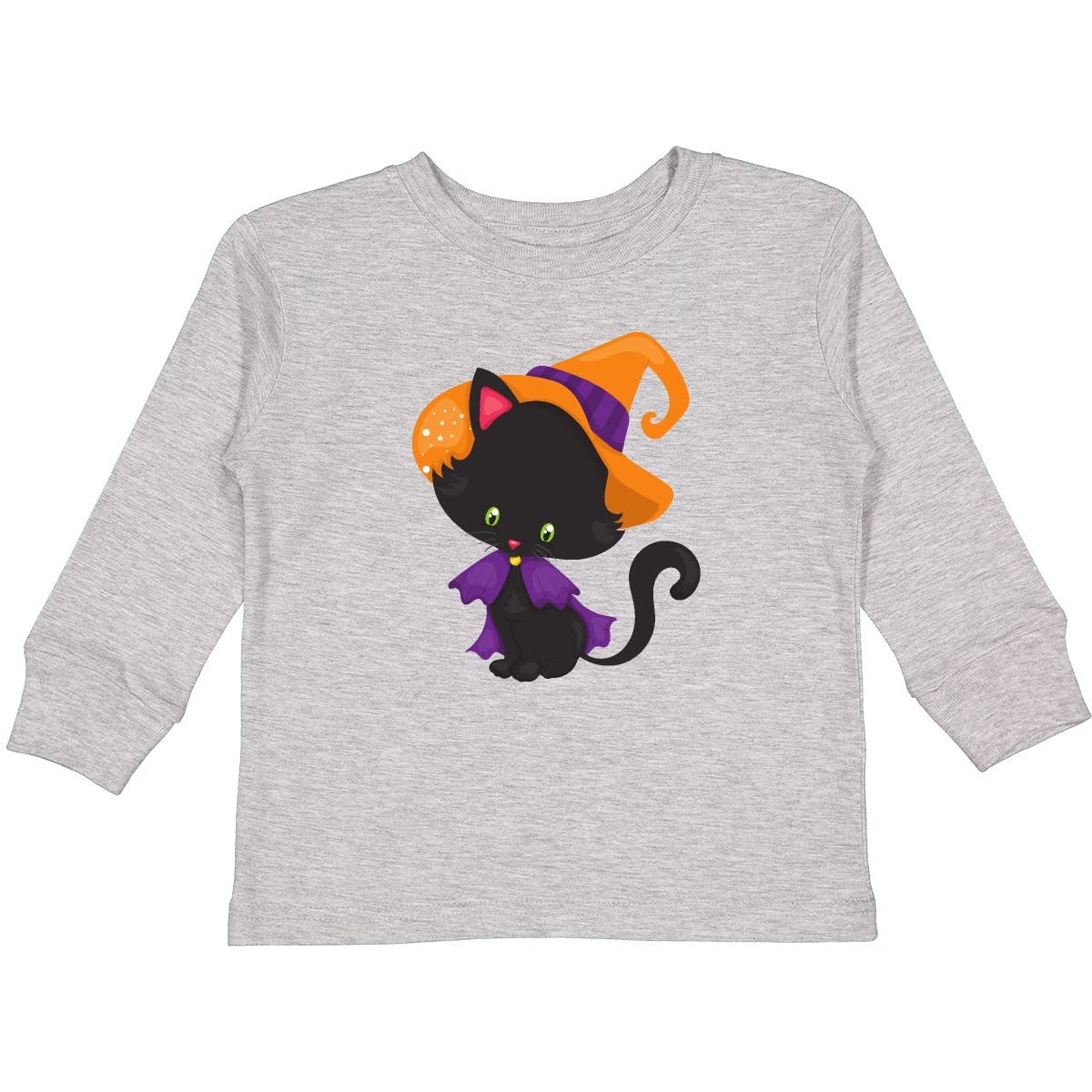 Inktastic Halloween Cat Cute Black Cat Witch Toddler Long Sleeve T-Shirt - Perfect for Halloween Costumes, Trick or Treating & Fall Festivals