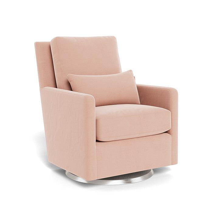 Monte Design Como Glider Swivel Chair with Brushed Silver Base - Perfect for Nursery, Living Room & Office Relaxation