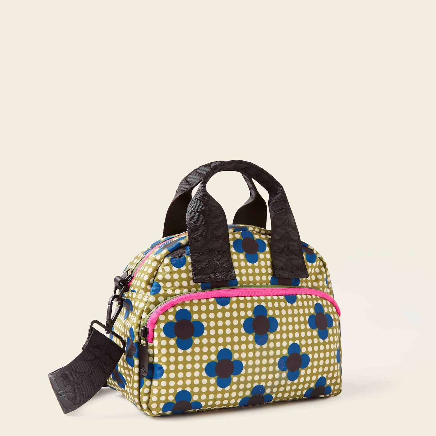 Stylish Radial Handbag with Floral Polka Dot Design in Olive Green - Perfect for Casual Outings, Shopping, and Everyday Use