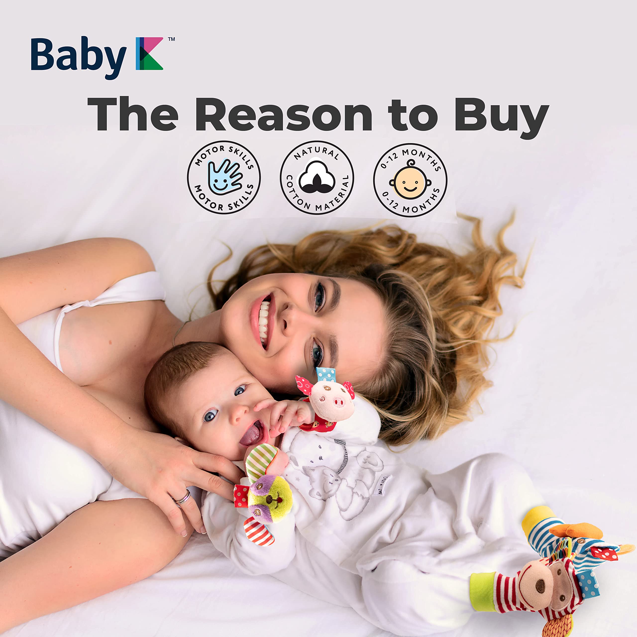 Baby Rattle Socks for Boys & Girls - Zoo Animal Foot & Wrist Rattles - Soft Infant Toys 6-12 Months - Perfect Newborn Baby Shower Gift - Easy Wear Sensory Toys for Crawling & Tummy Time Play