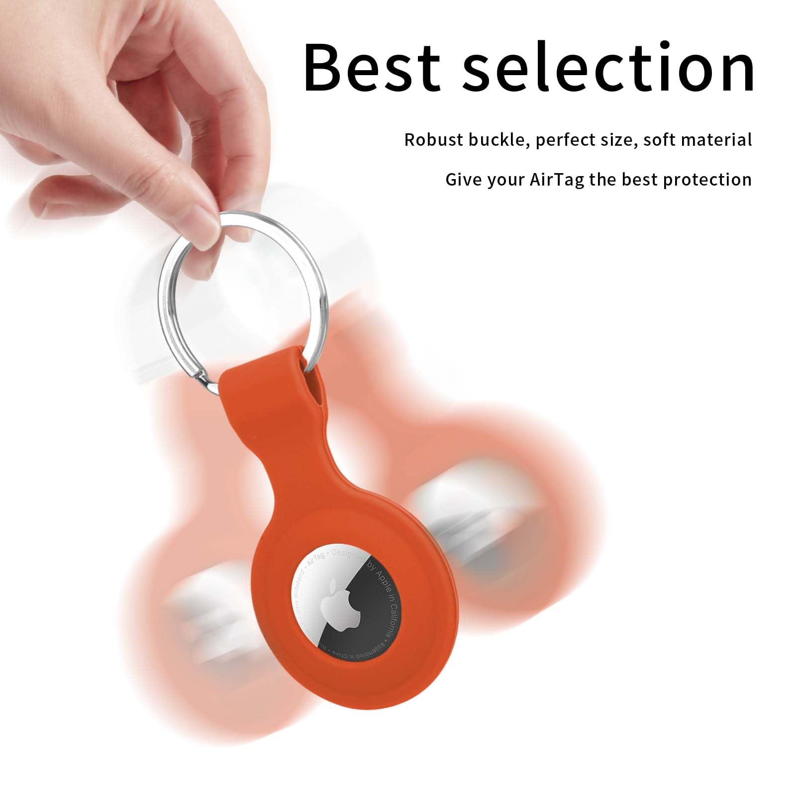 Premium Silicone AirTag Case with Anti-Lost Keychain - Compatible with Apple AirTag 2021 (4 Pack) - Durable Protective Cover for Keys, Luggage & Pets Tracking - Perfect for Travel, Home & Office Security